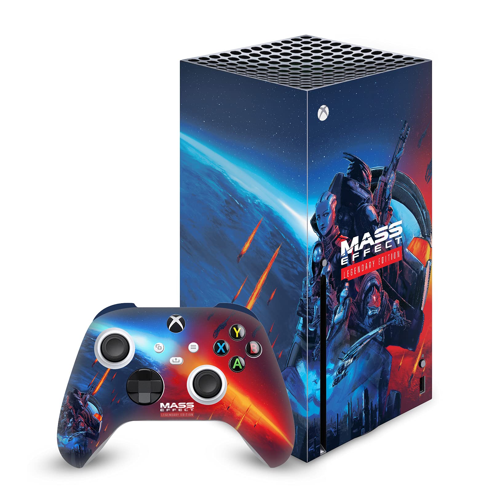 Official EA Bioware Mass Effect Legendary Graphics Matte Vinyl Skin Gaming Sticker Decal - Compatible with Xbox Series X Console & Controller Bundle - Perfect for Gaming Setups & Collectors