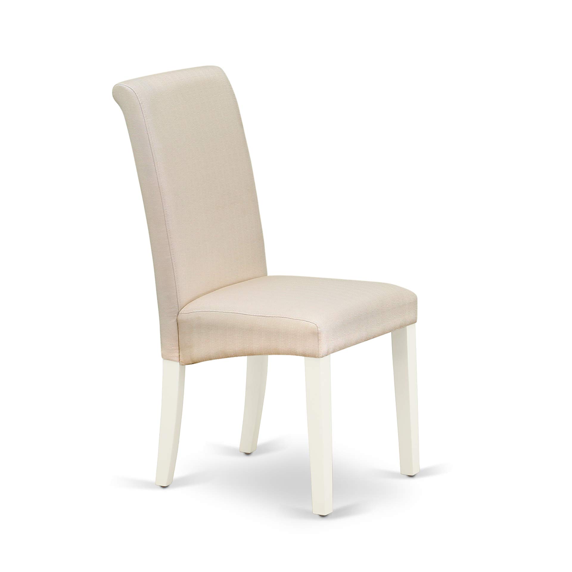 East West Furniture HLBA3-LWH-01 3-Piece Round Dining Set with Pedestal Table & 2 Cream Linen Parsons Chairs, 42x42 Inch, Linen White - Perfect for Small Spaces, Breakfast Nooks & Cozy Apartment Dining