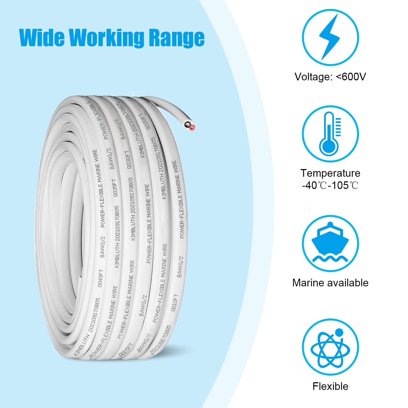 MOOKEERF 6 Gauge Marine Wire - 20ft 6 AWG Tinned Copper Duplex Boat Cable | Marine Grade Electrical Wire for Automotive, Boat Speakers, Solar & Outdoor Use | Perfect for Marine Electronics, RV Wiring & Off-Grid Power Systems