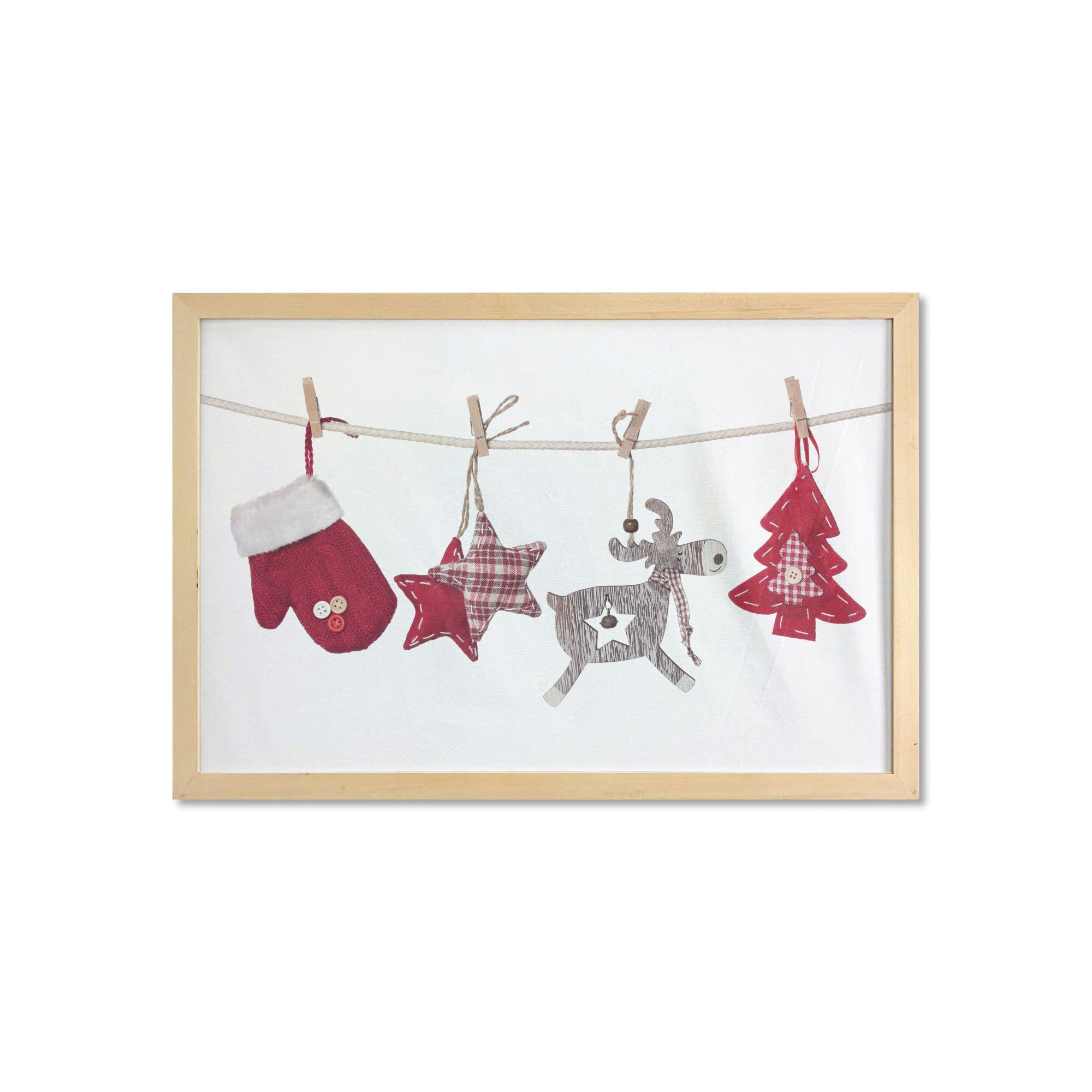 Ambesonne Christmas Wall Art with Frame - Traditional Xmas Celebration Decor, Vintage Printed Fabric Poster for Living Room, Bathroom, Dorm (35