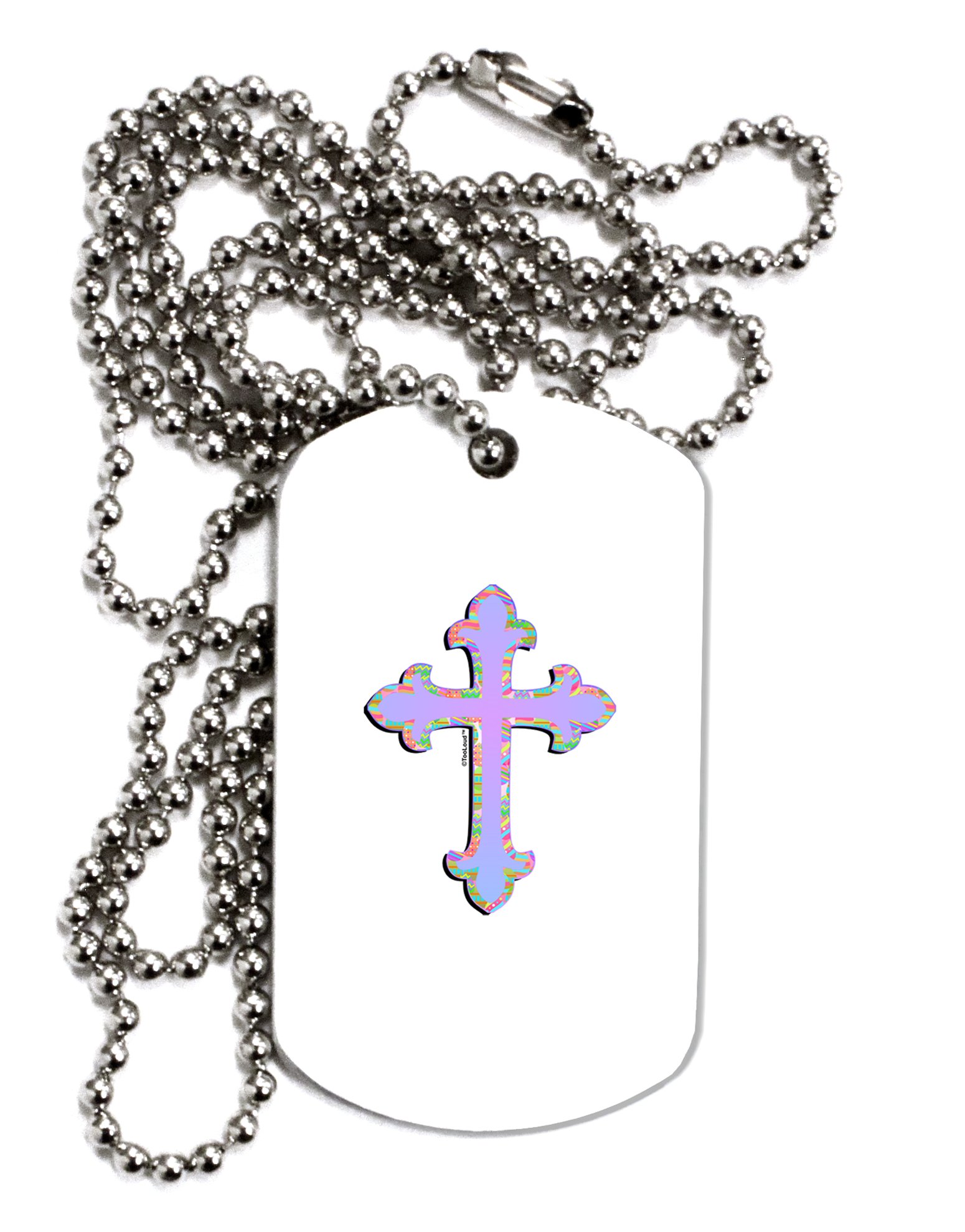 TOOLOUD Easter Cross Pendant Dog Tag Necklace for Men & Women - Religious Jewelry Gift for Easter, Baptism, Confirmation & Daily Wear