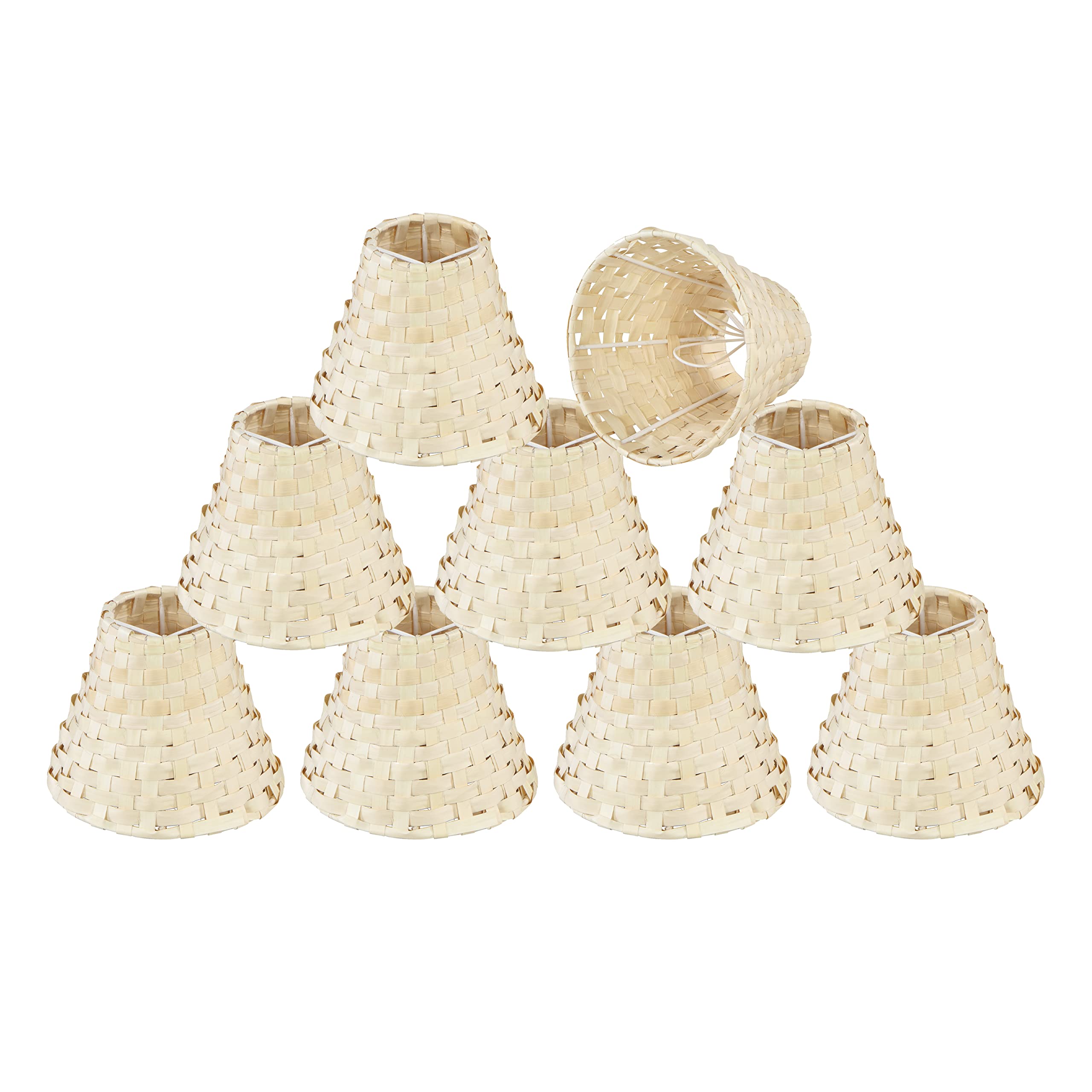 Empire Clip-On Chandelier Lamp Shade Set of 9 - Natural Palm Leaf Design, 3