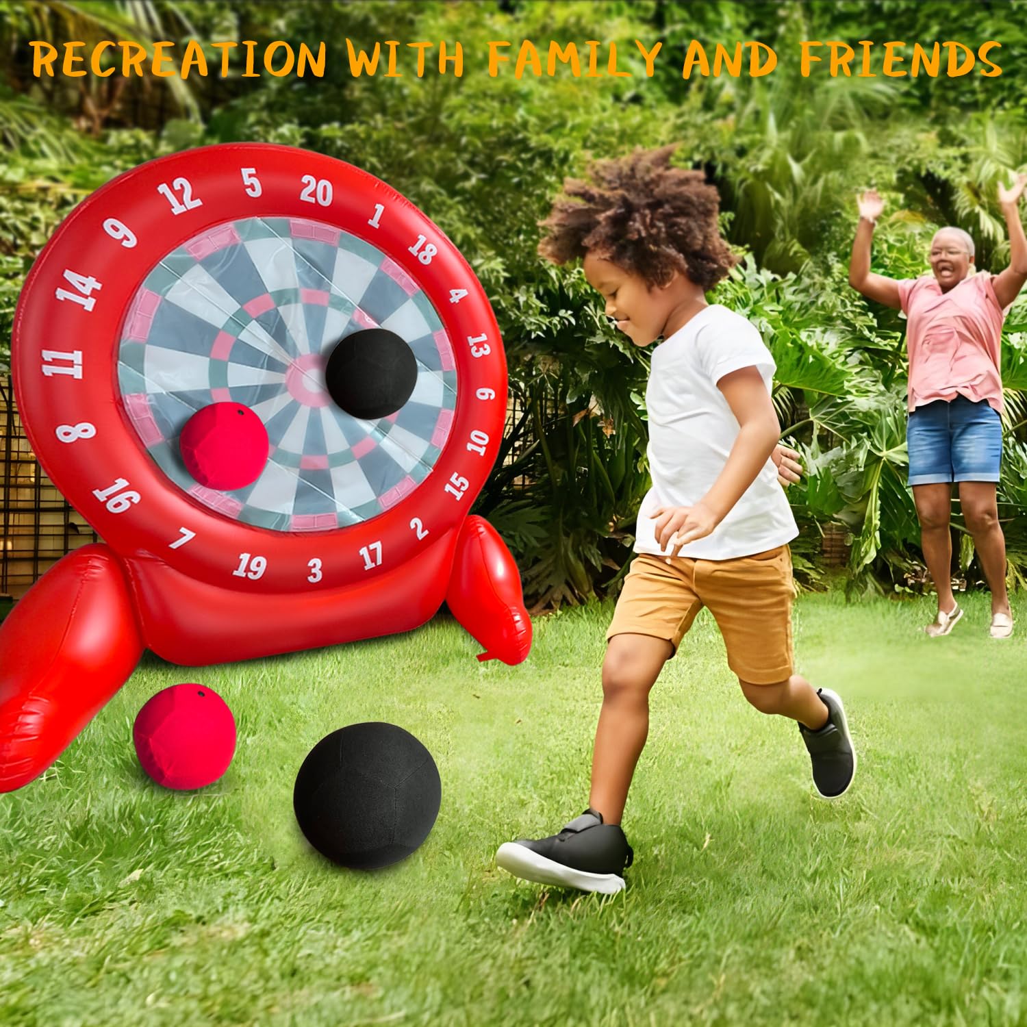 6Ft Tall Inflatable Giant Kick Darts Game Set - Jumbo Outdoor Soccer Target Dartboard with 2 Soccer Balls & Air Pump - Perfect for Backyard Parties, Sports Games, and Family Outdoor Activities