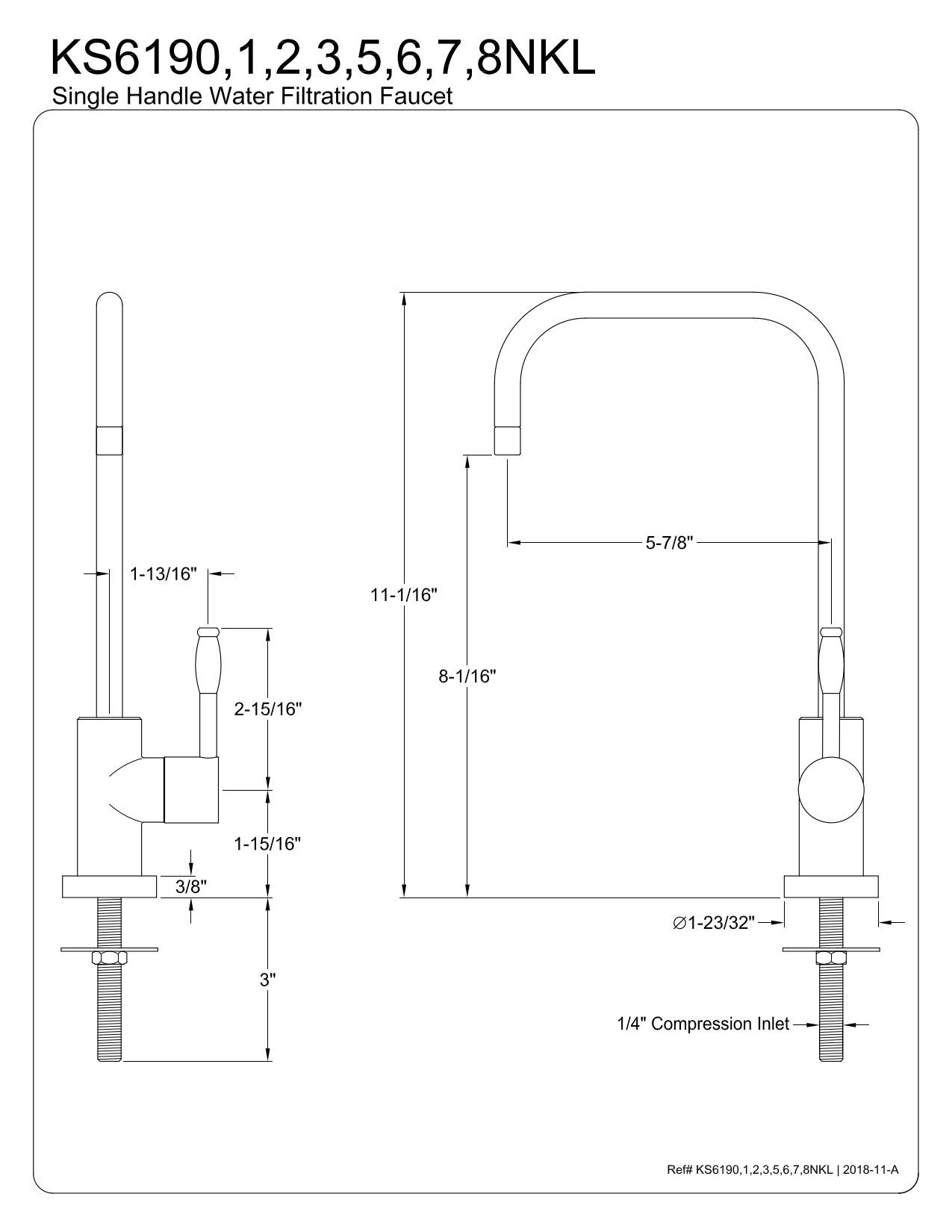Kingston Brass KS6195NKL Nustudio Single-Handle Cold Water Filtration Faucet in Oil Rubbed Bronze - 5-7/8