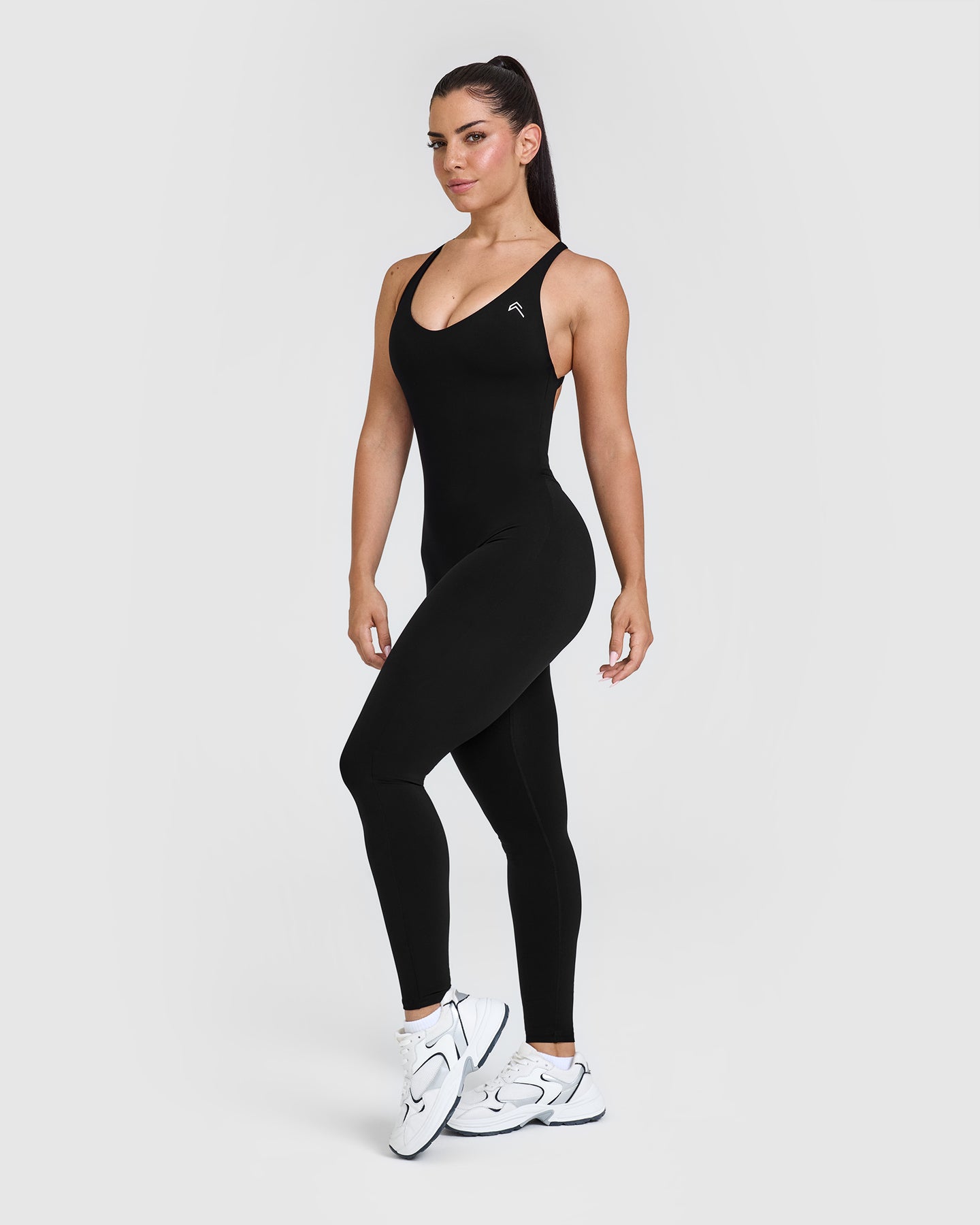 Unified Scoop Back All-in-One Long Sleeve Bodysuit - Black | Seamless Layering Essential for Workouts & Casual Wear