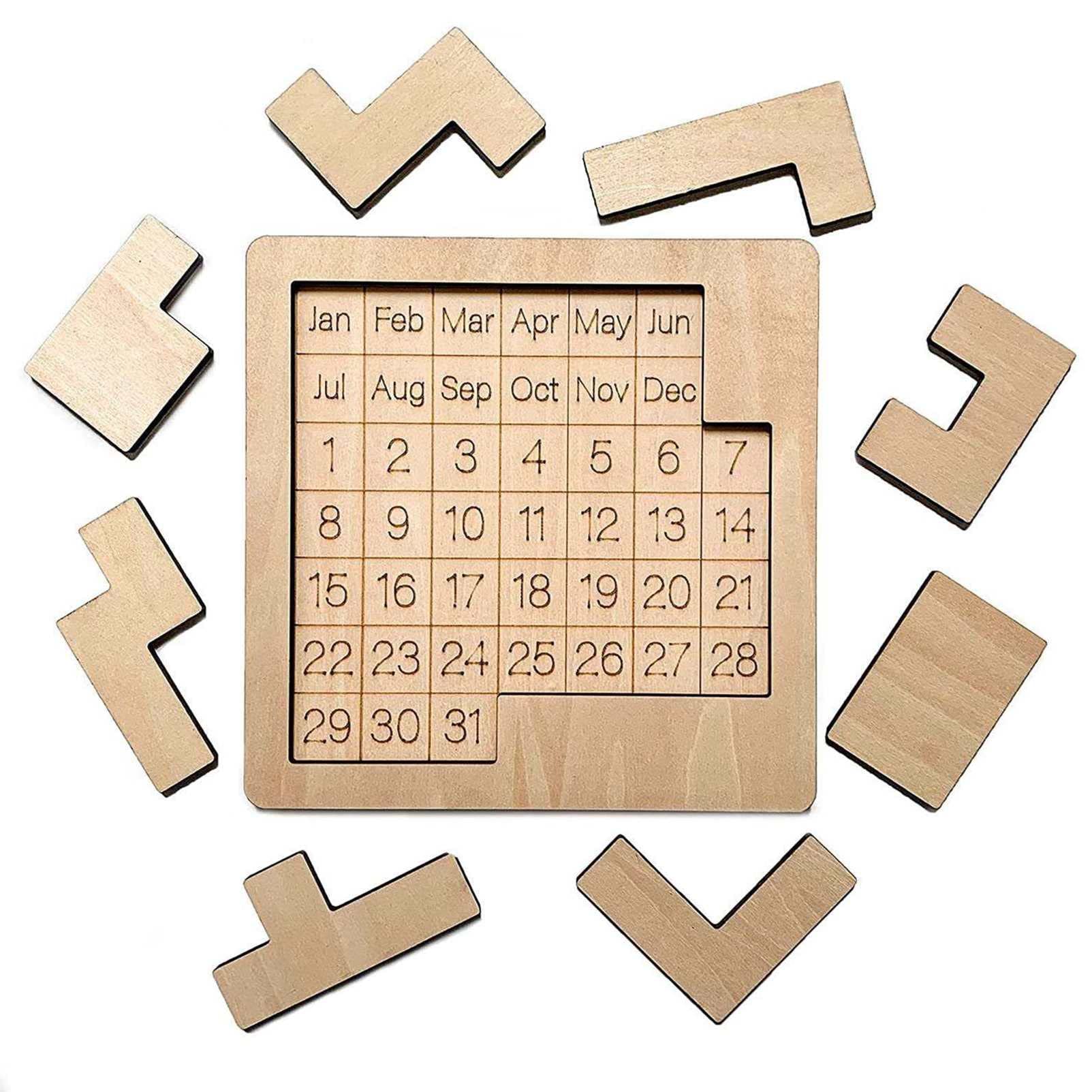 Wooden Daily Calendar Puzzle - Original 365+ Day Challenge for Coffee Tables, Offices & Game Rooms - Fun Family Brain Teaser for Home Decor & Daily Entertainment