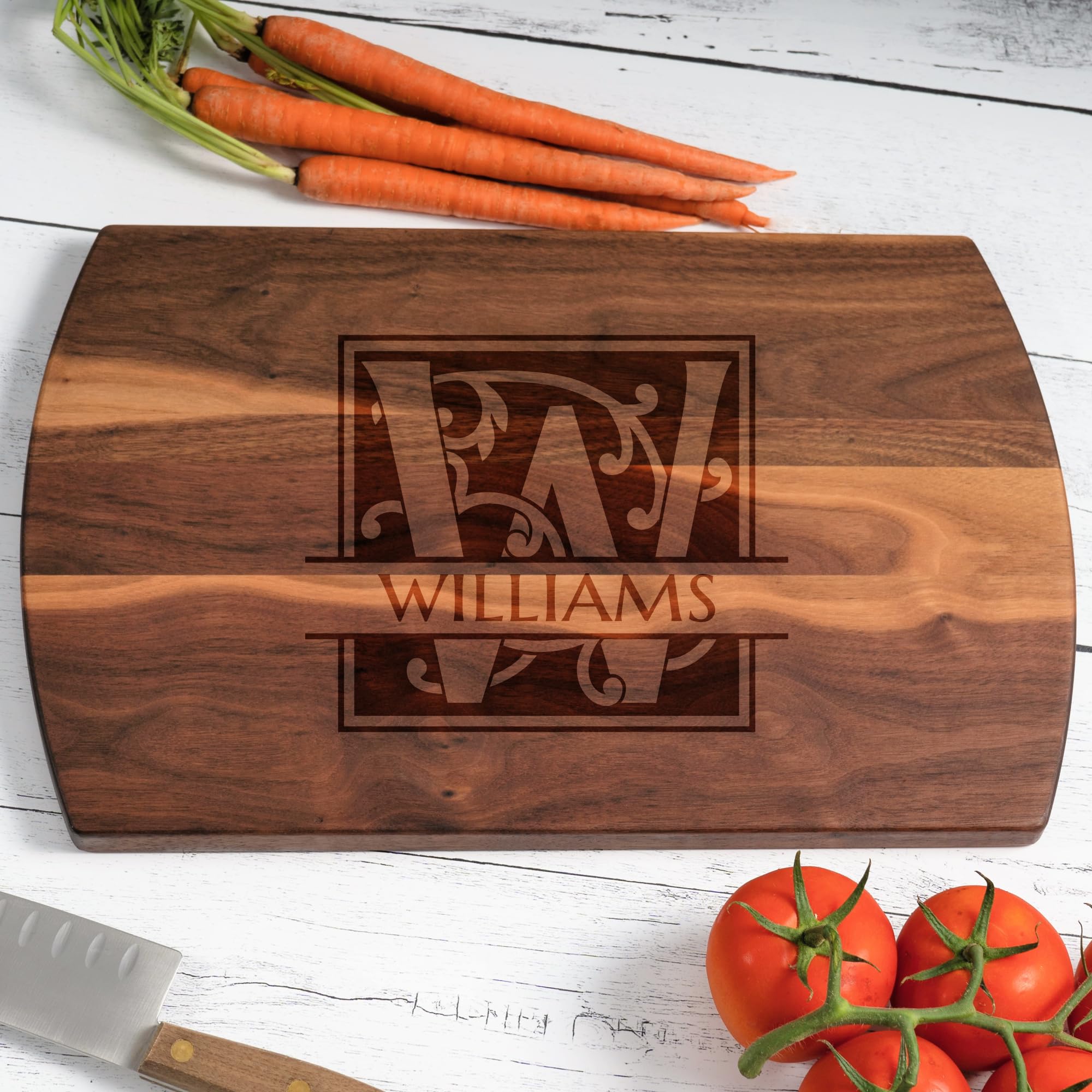 Personalized Wood Cutting Board - Custom Laser Engraved Wedding & Anniversary Gift - Charcuterie Serving Tray - Christmas Kitchen Gift for Mom & Dad - Perfect for Entertaining, Housewarming & Special Occasions