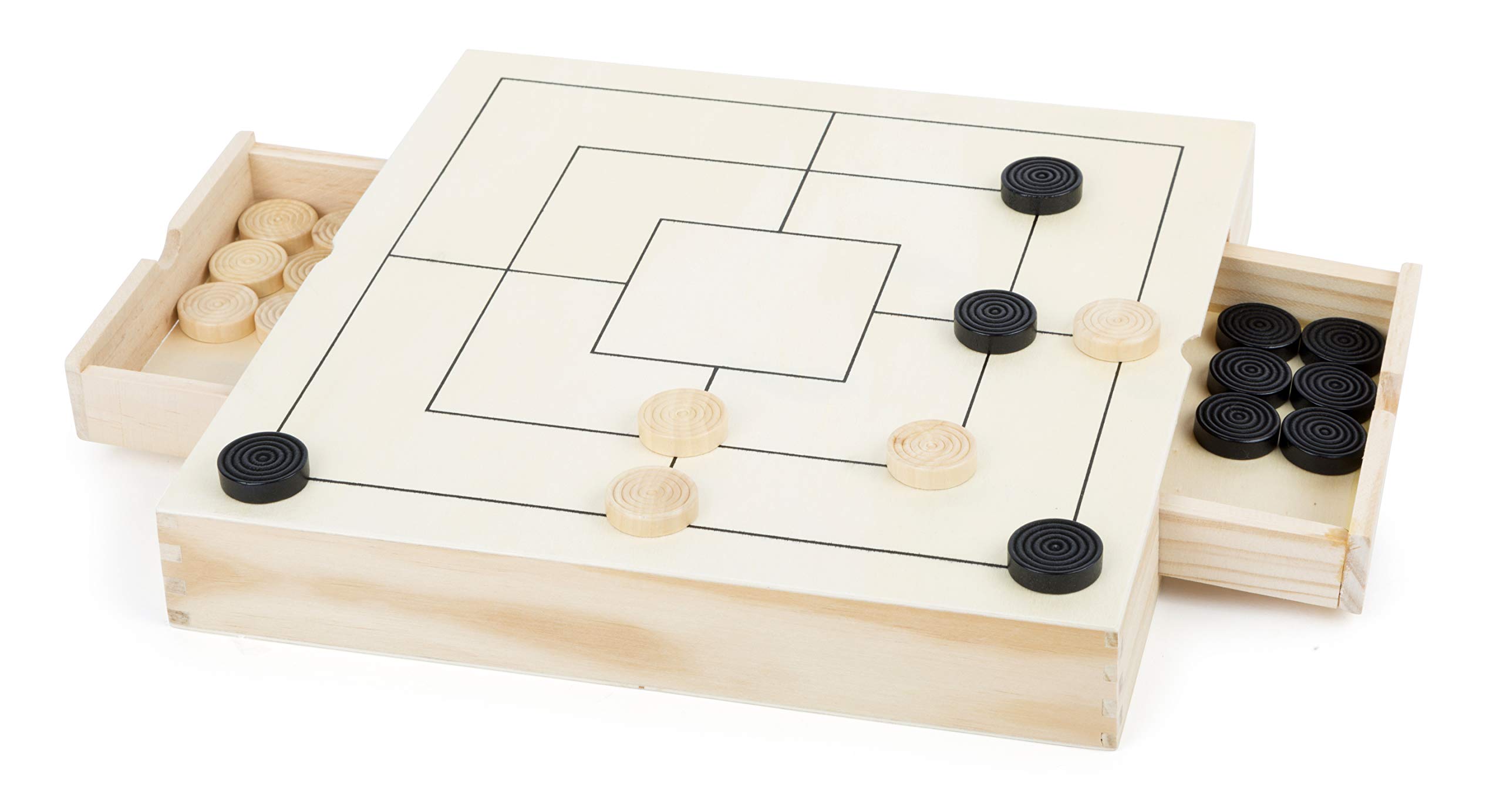 German Chess, Checkers & Mill Game Set - Compact Travel Board Games for Kids & Adults