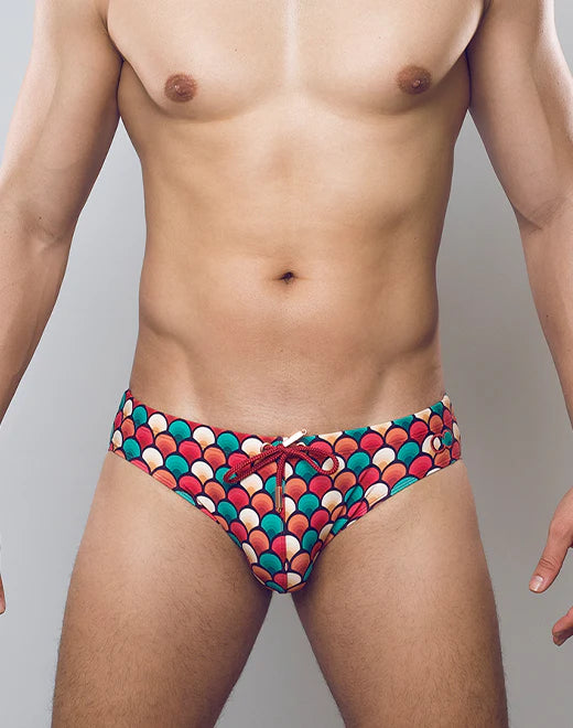 2EROS Retro Swim Briefs for Men - Vintage Style Red Swimwear - Perfect for Beach, Pool & Summer Vacations