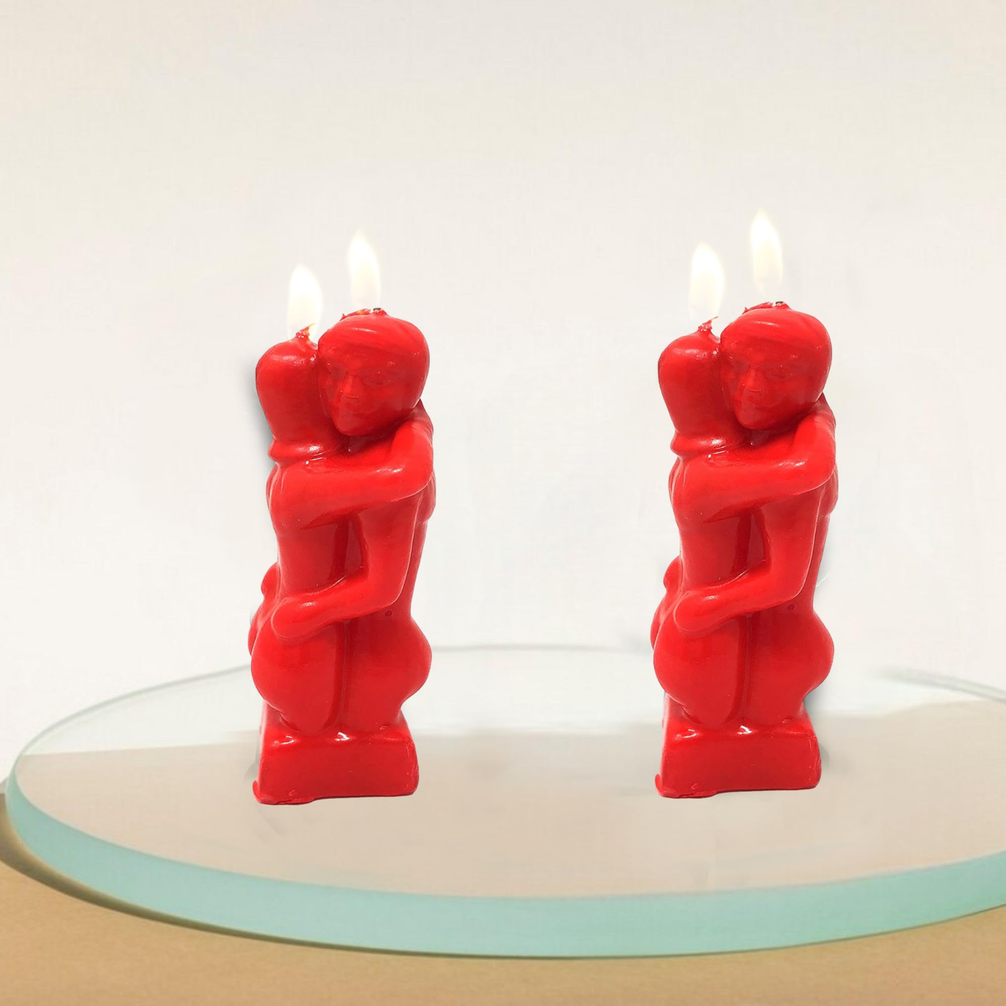 Handcrafted Romantic Couple Figurine Candle - Erotic Art Portrait Candle Mold for Valentine's Day, Anniversaries & Special Occasions - Decorative Home Decor for Bedroom, Bathroom & Romantic Dinners (Red)