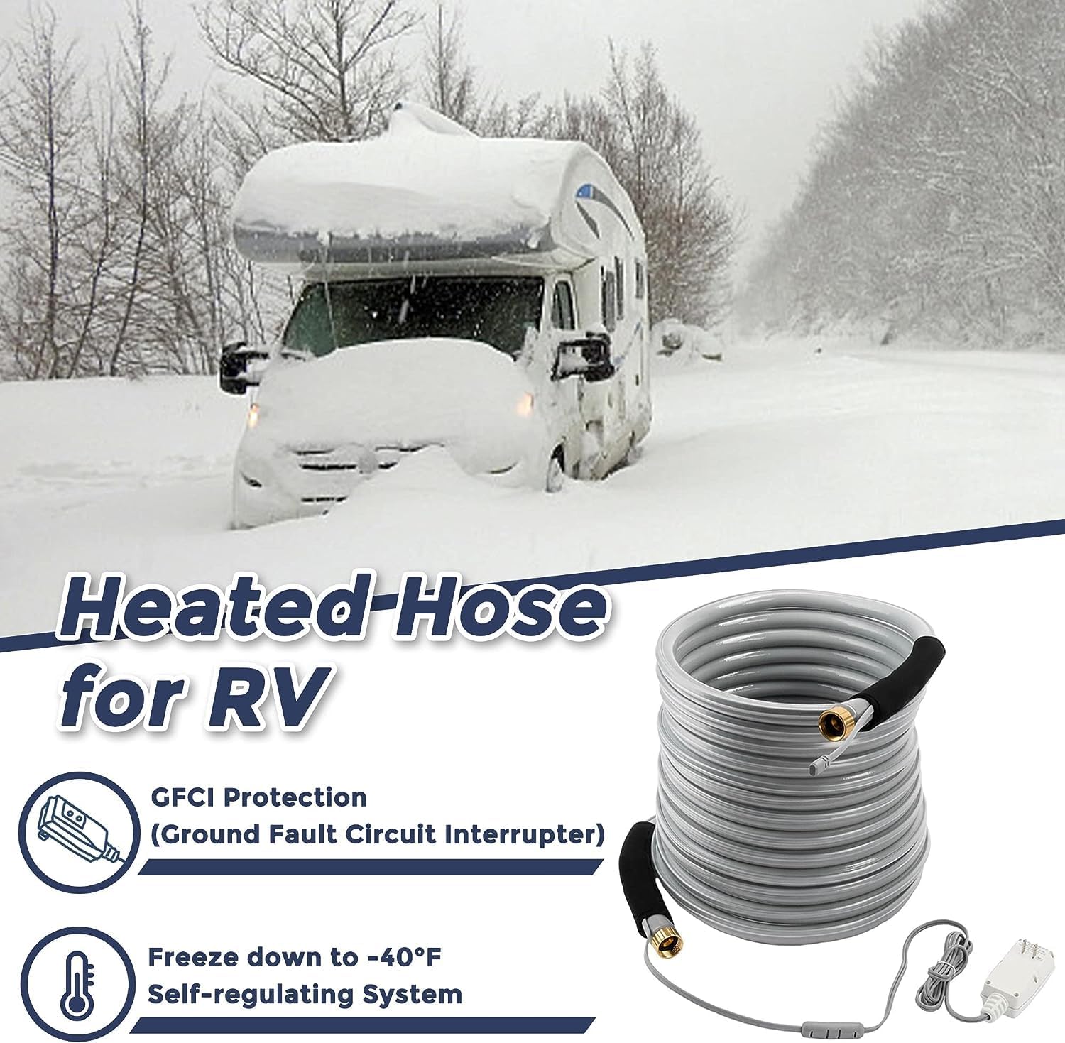 Giraffe Tools 25FT Heated RV Drinking Water Hose -40℉, BPA Free for Camping & Cleaning
