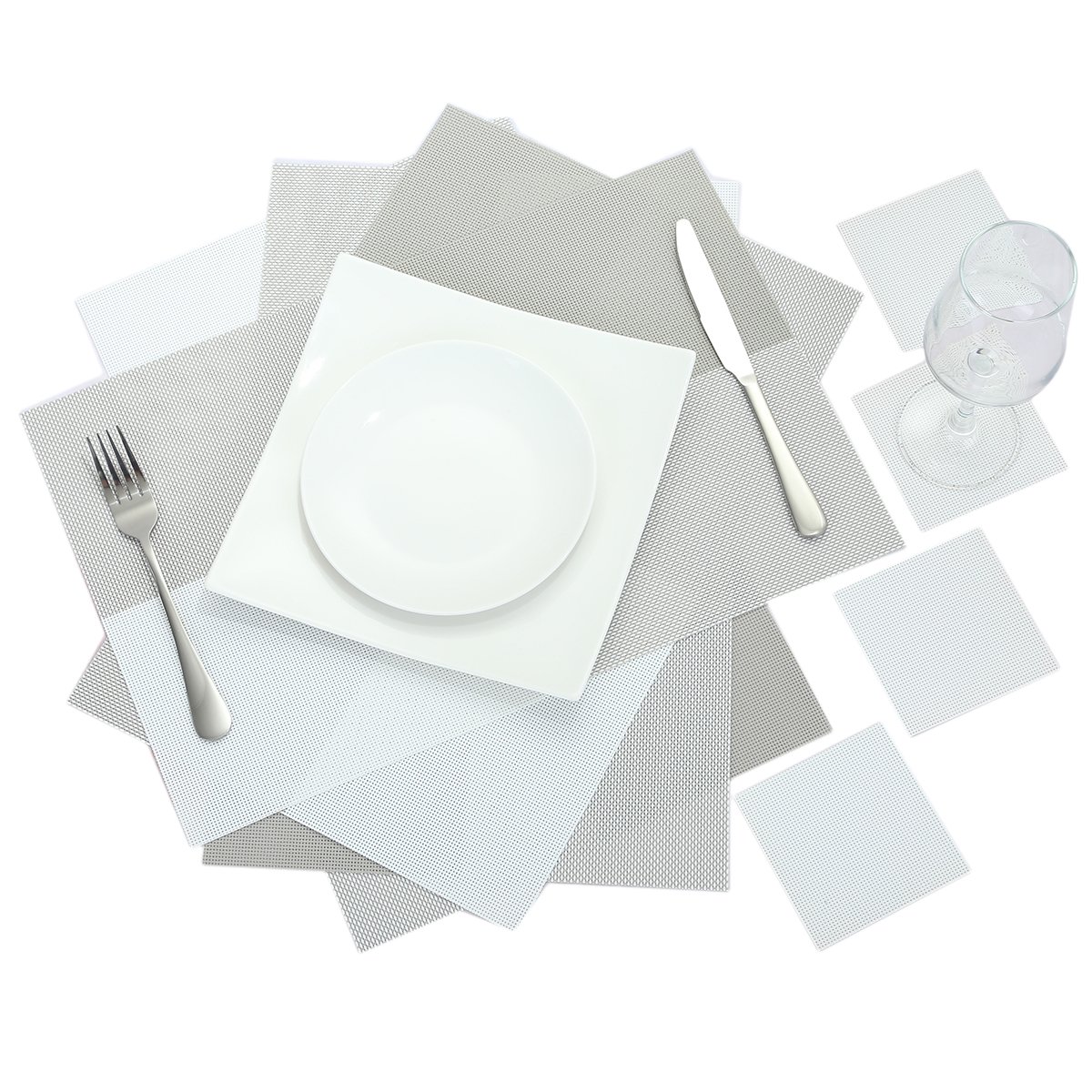 MookaiteDecor Set of 4 Heat-Resistant PVC Placemats & Coasters - Stain Proof, Washable Table Mats for Kitchen & Dining Room - Perfect for Everyday Meals, Dinner Parties & Home Decor