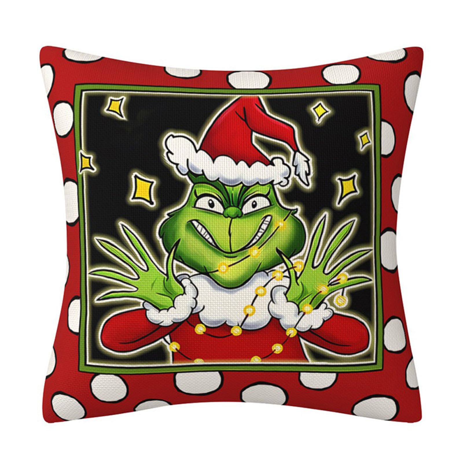 Green Monsters Decorative Throw Pillow Covers 18x18 Inch - Soft Cushion Cases for Sofa, Bed & Living Room - Winter Holiday Home Decor - Perfect for Cozy Indoor & Outdoor Use