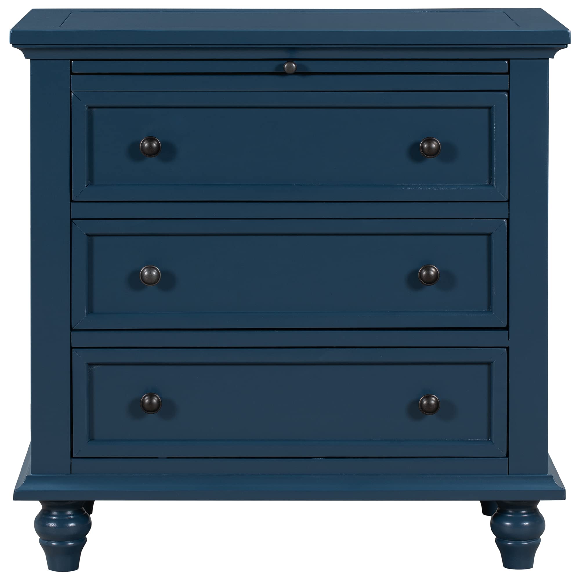 SSLine 3 Drawer Solid Wood Storage Cabinet - Modern Dresser Chest with Pull Out Tray, Nightstand Side Table for Bedroom & Living Room - Spacious Wooden Furniture for Home Organization & Storage Solutions