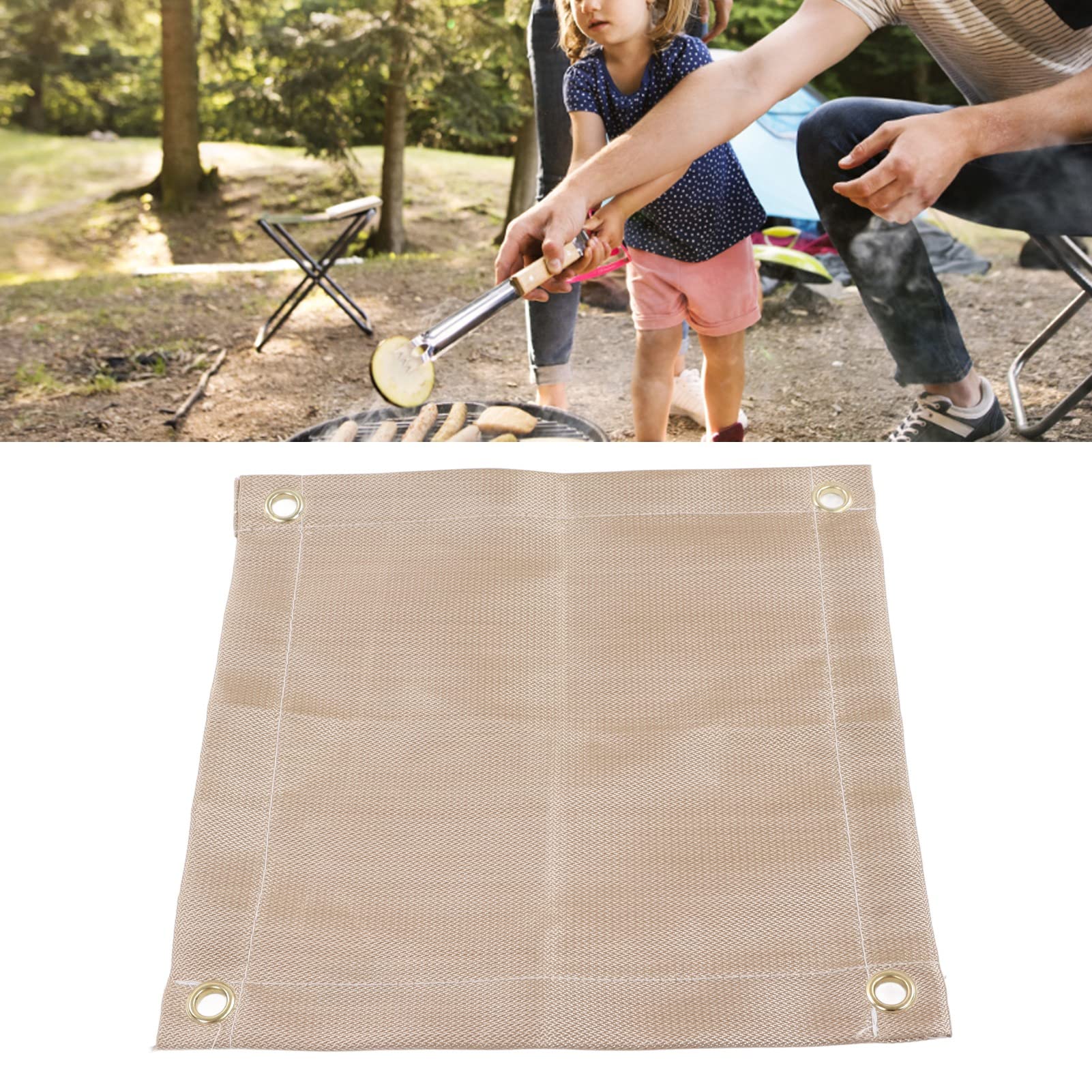 Fireproof Fiberglass Fire Pit Mat - High Temp Resistant, Portable for BBQ & Camping