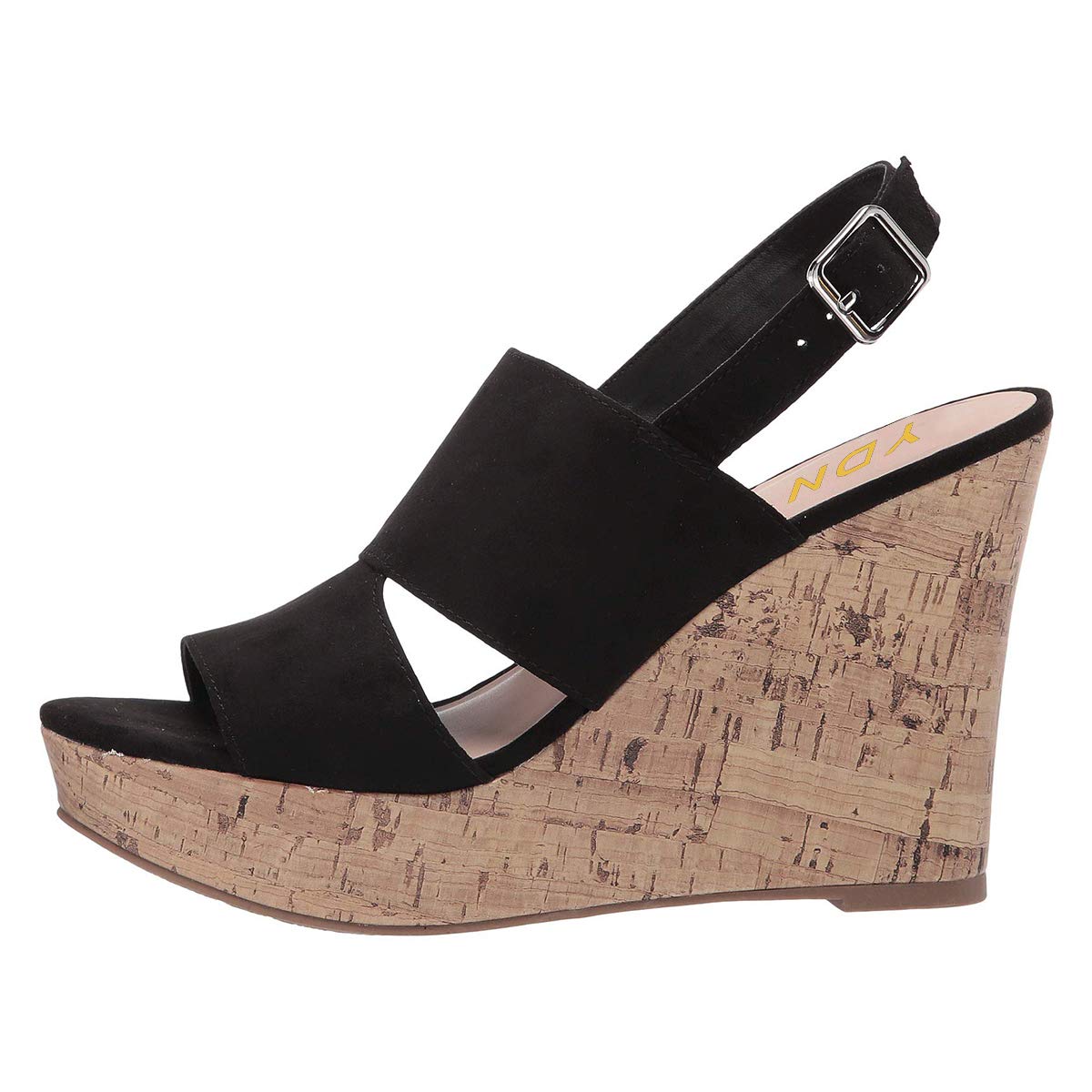 YDN Women's Summer Wooden Wedge Heel Sandals - Open Toe Slingback Platform Comfort Pumps - Slip On Dress Shoes for Beach Vacation, Wedding & Casual Outings