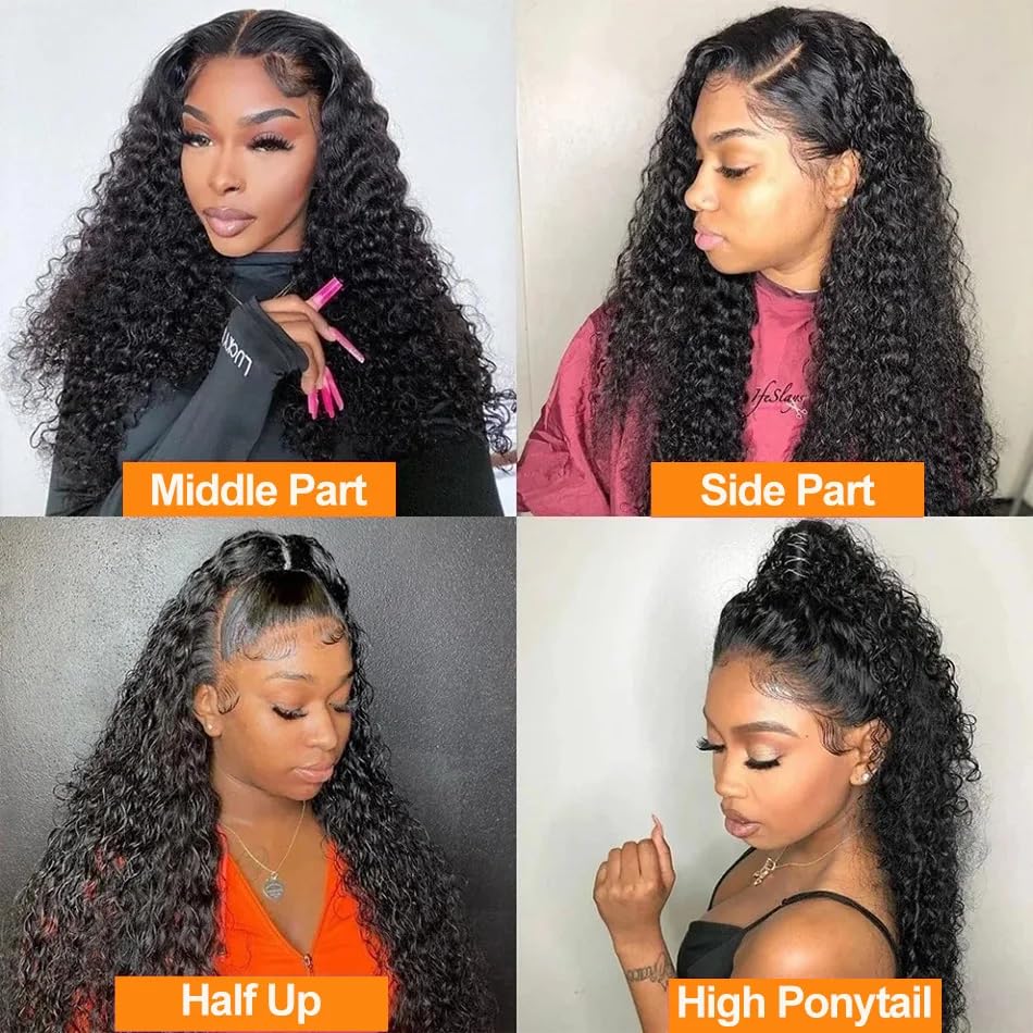 250% Density 13x4 Deep Wave Lace Front Wigs Human Hair - HD Transparent Deep Curly Lace Frontal Wig for Black Women - Pre Plucked Curly Wave Lace Front Wig (Natural Color, 22inch) - Perfect for Daily Wear, Special Occasions & Protective Styling