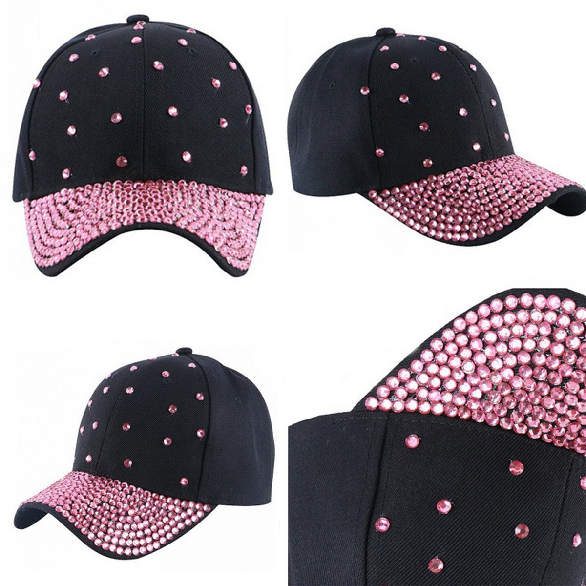 Sparkling Rhinestone Baseball Caps for Women & Men - Adjustable Snapback Dad Hats & Trucker Hats - Fashion Bling Accessories for Parties, Concerts, and Daily Wear