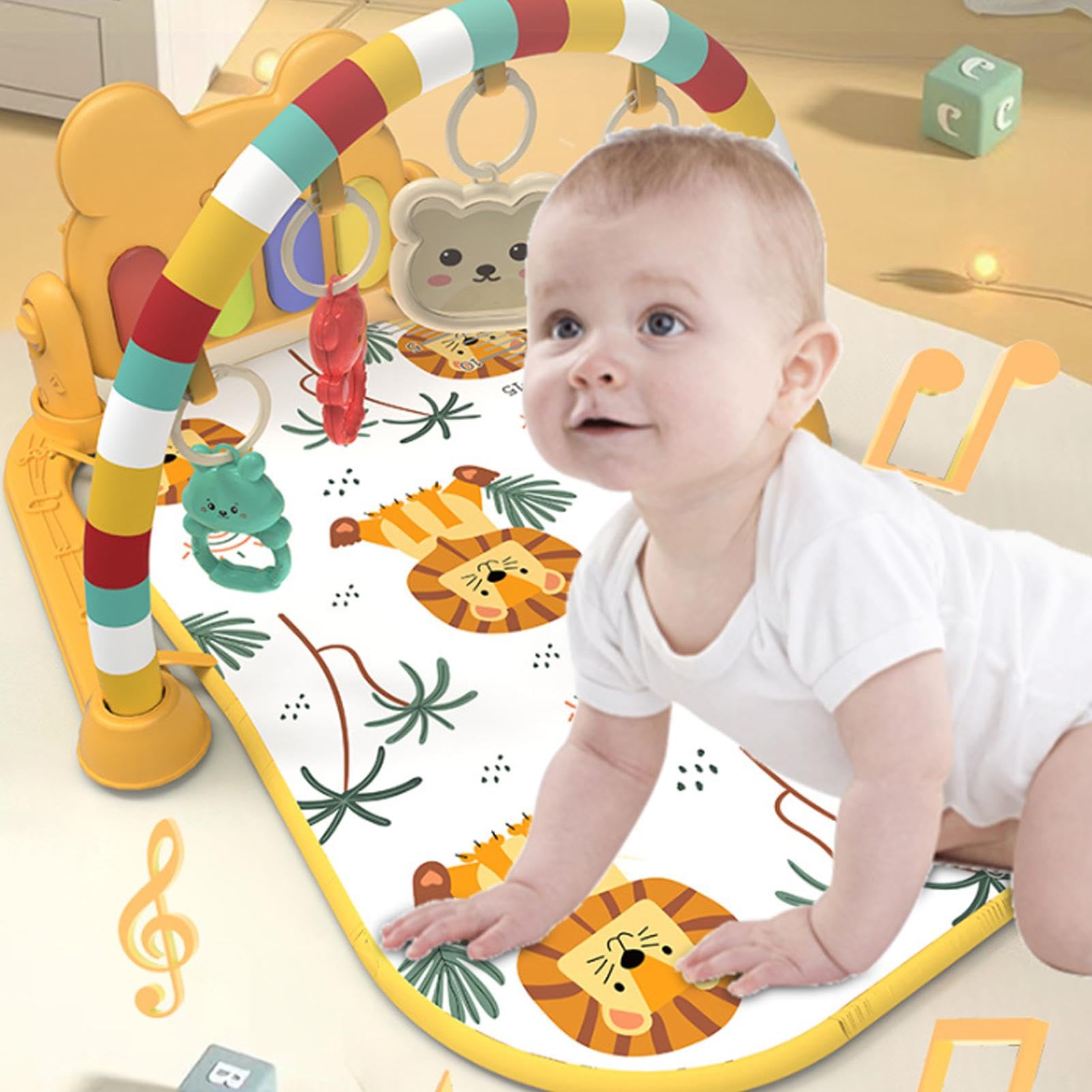 Kids Gym Mat - Cartoon Activity Musical Play Mat for Fitness, Kicking & Leg Strength Exercises | Multifunctional Exercise Mat for Toddlers & Children | Perfect for Playrooms, Daycares & Home Workouts