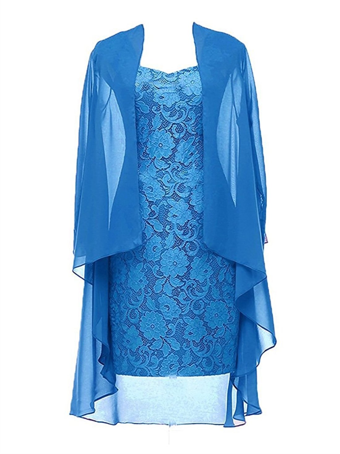 2-Piece Lake Blue Lace Mother of the Bride Dress with Jacket - Formal Evening Gown Size 26W - Perfect for Weddings, Galas & Special Occasions