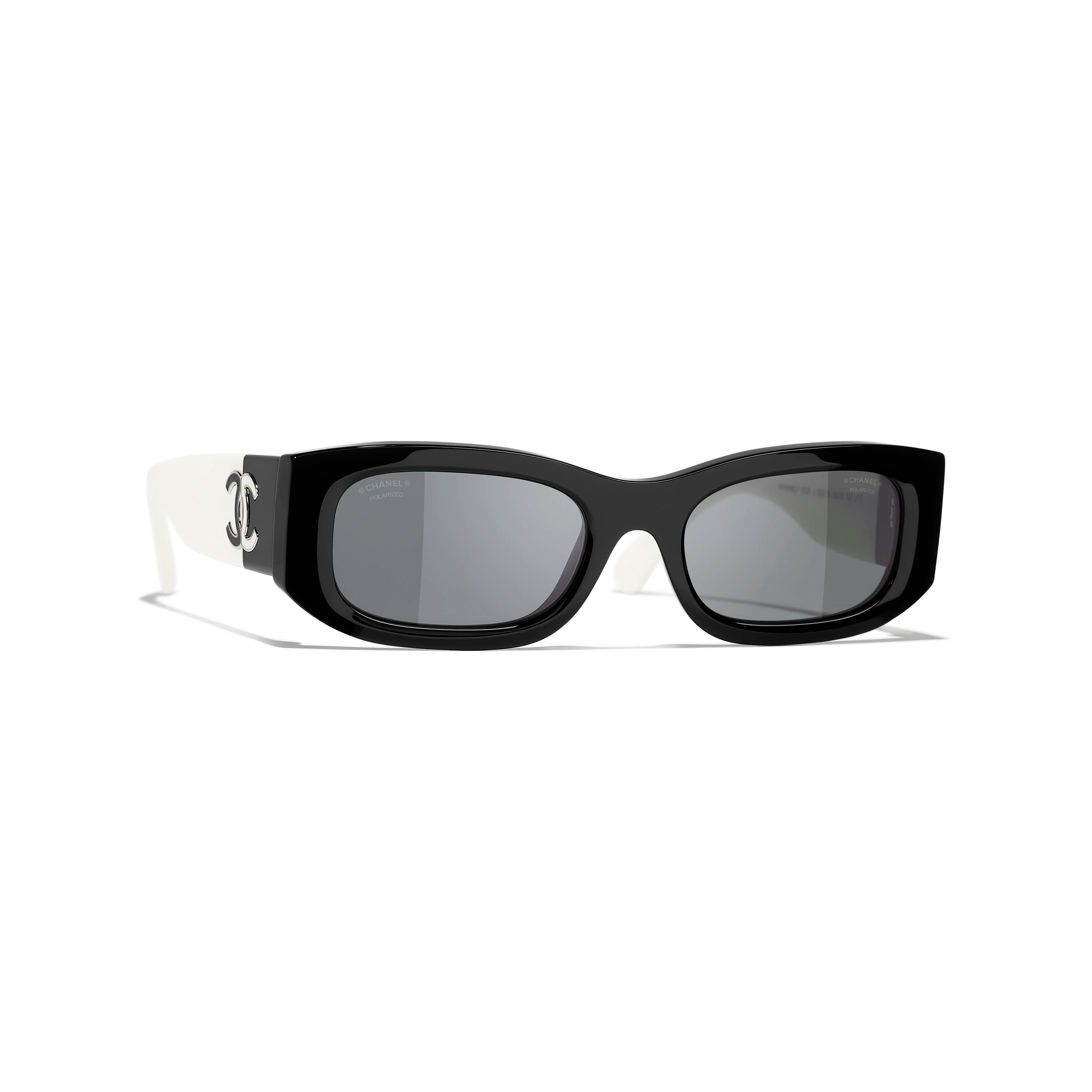 CHANEL Rectangle Sunglasses - Black & White UV Protection Luxury Fashion Shades for Women | Perfect for Beach, Driving & Summer Outfits