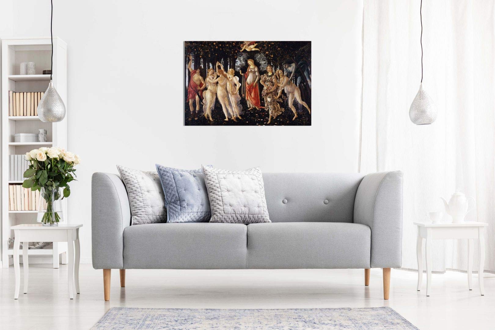 Botticelli Allegory of Spring Canvas Wall Art Print - 18x12 Inch Renaissance Floral Painting, Famous Italian Art Reproduction for Living Room, Bedroom & Office Decor