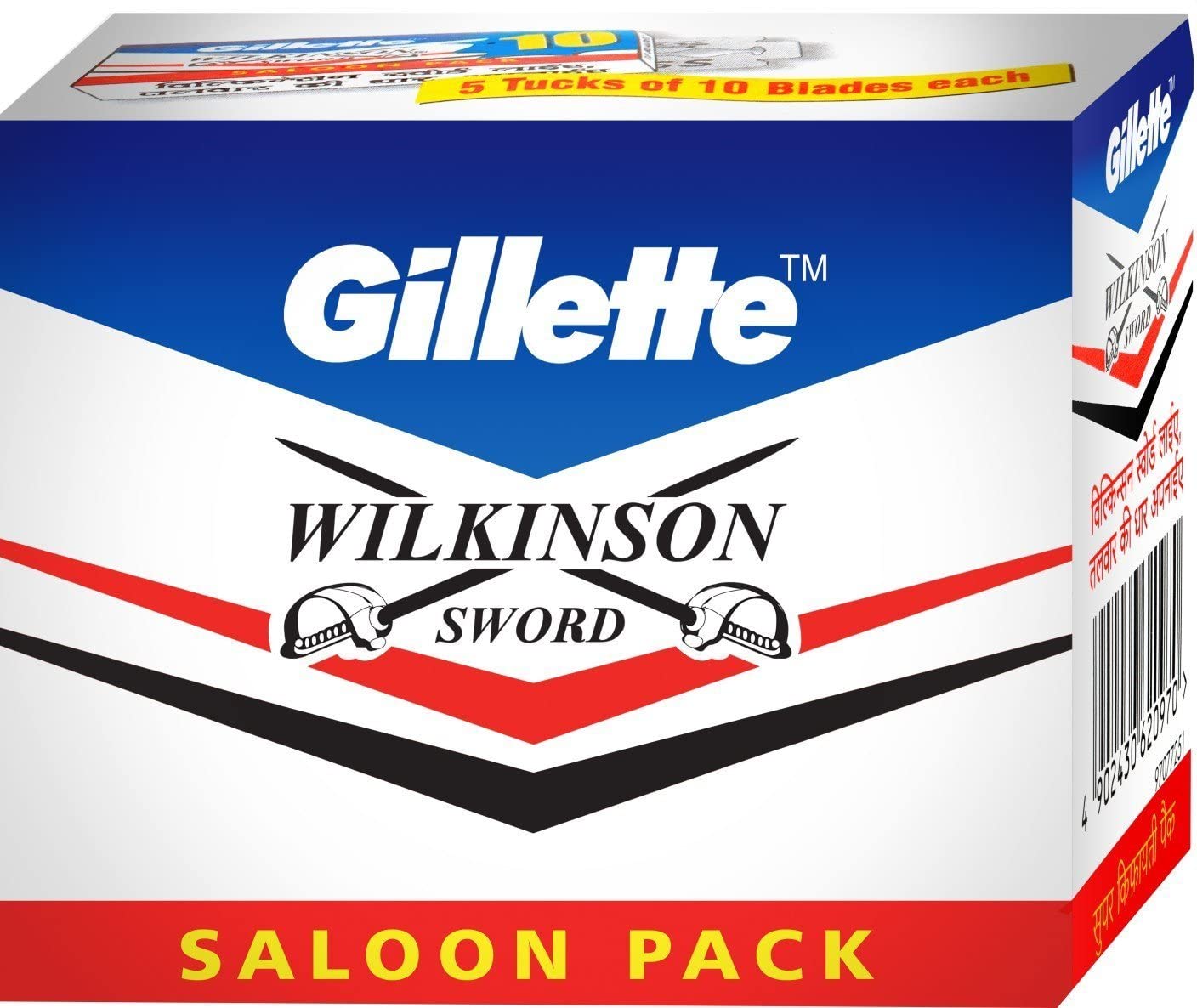 100 Pack Wilkinson Sword Double Edge Safety Razor Blades - Premium Stainless Steel Blades for Men's Shaving, Barber Use & Travel Shaving Kit Accessories