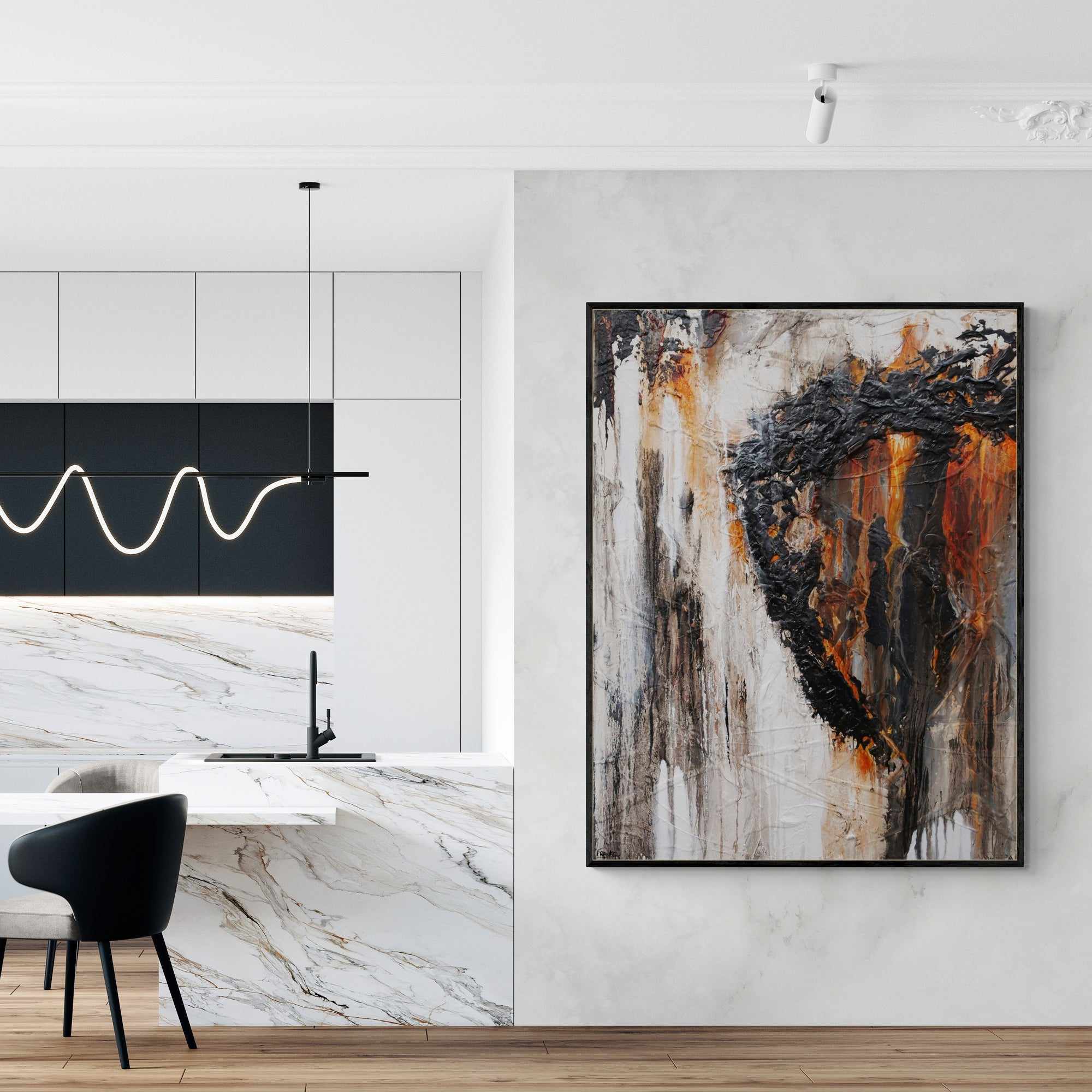 Ghost Gum 140cm x 180cm Rust Oxide Black Textured Abstract Canvas Art Painting - Modern Wall Decor for Living Room, Bedroom, Office