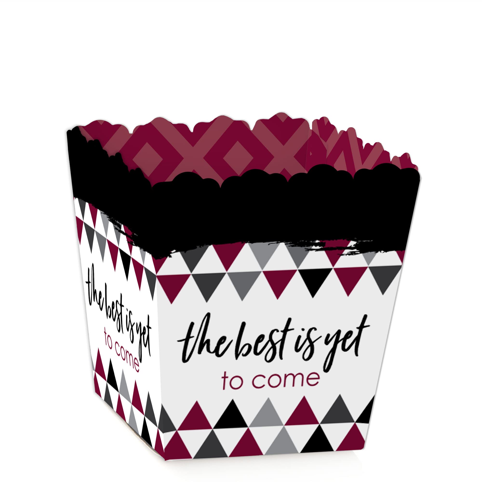 Big Dot of Happiness Maroon Graduation Party Mini Favor Boxes - 'Best is Yet to Come' Burgundy Candy Treat Boxes - Set of 12 - Perfect for Graduation Celebrations, School Parties & Sweet Treat Gifts