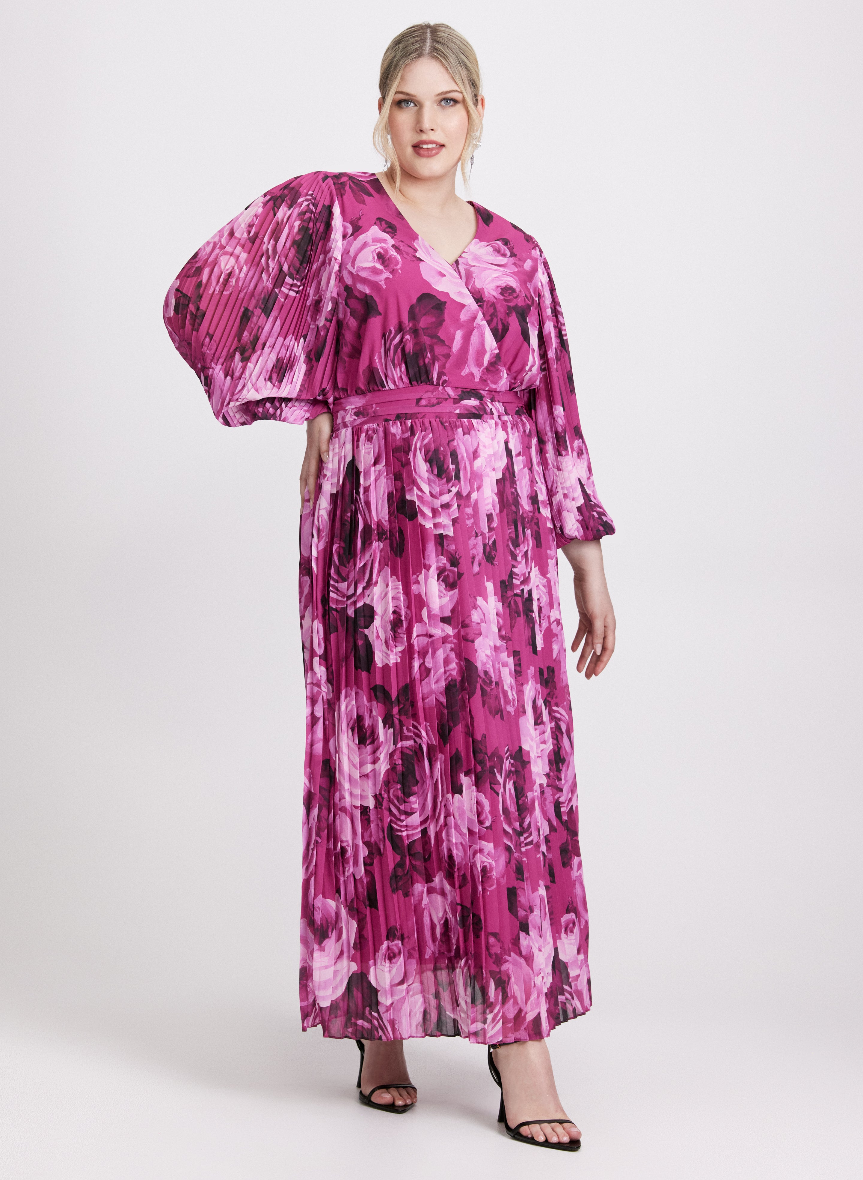 Elegant Floral Print Chiffon Dress for Women - Summer Party, Wedding Guest, Beach Cover Up