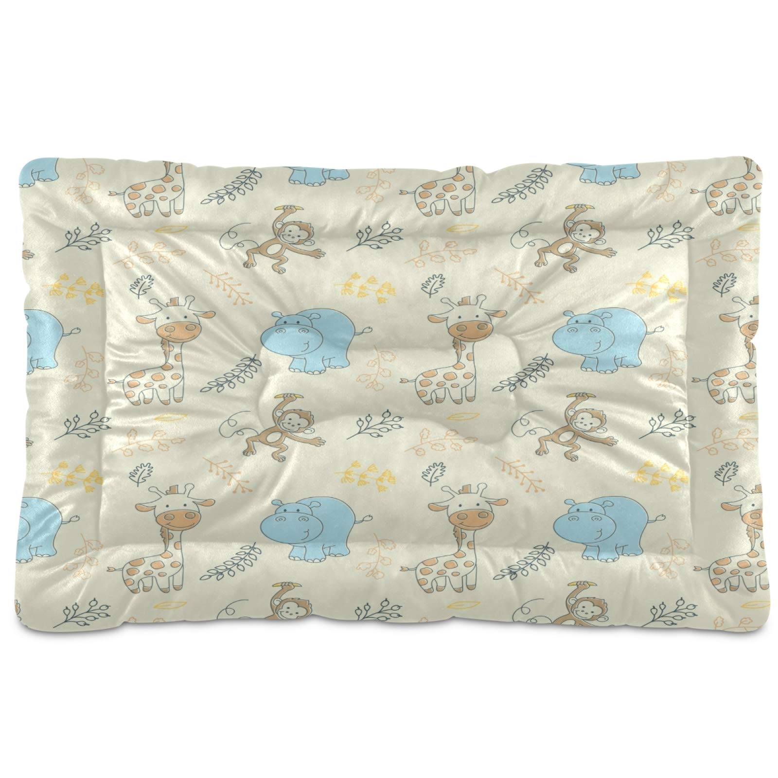 **Nander Giraffe Monkey Hippo Print Comfortable Dog Bed - Machine Washable, Non-Slip Pet Crate Pad Mat for Indoor & Outdoor Use - Perfect for Kennels, Crates, and Lounging**