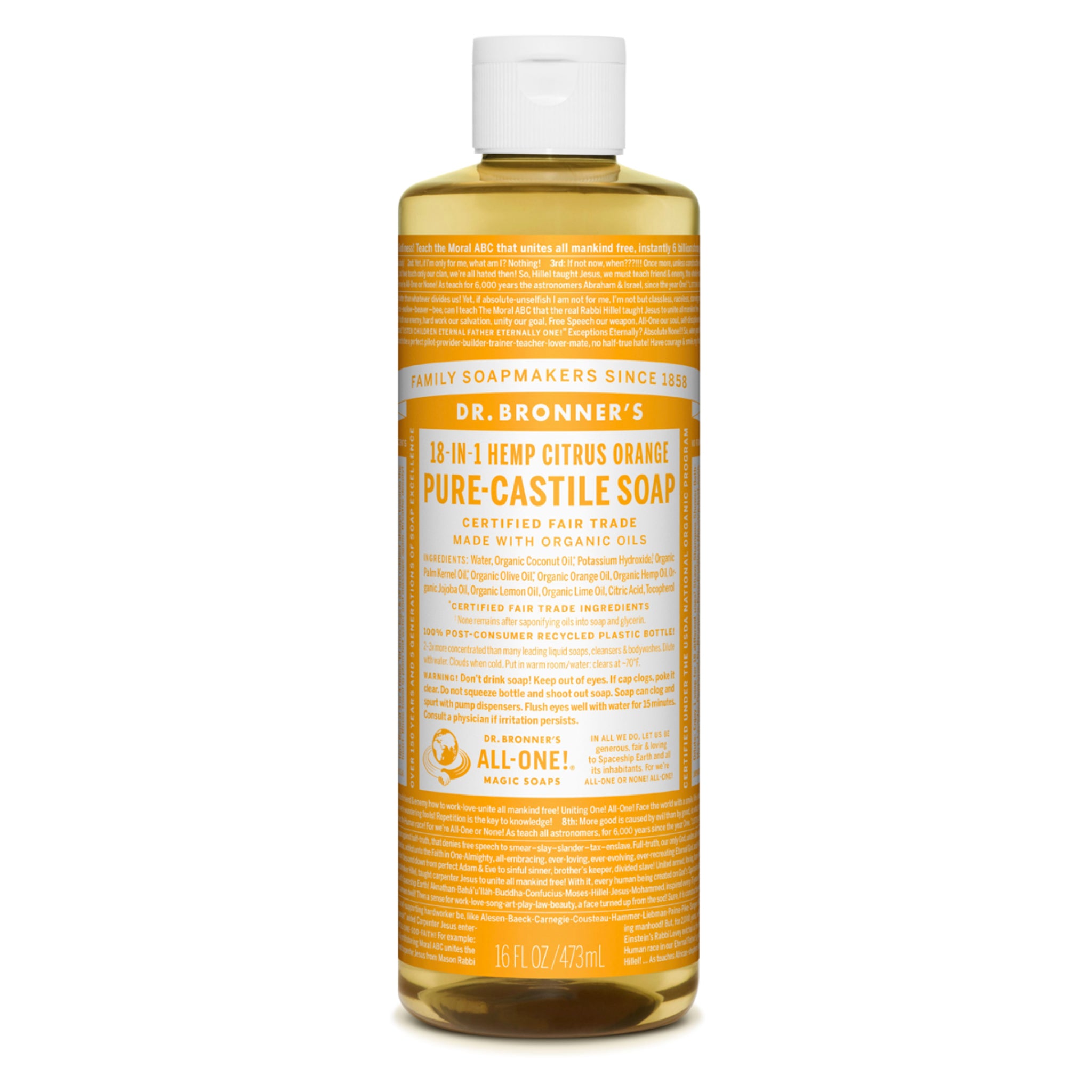 Organic Pure Castile Liquid Soap - All-Natural Vegan Body Wash & Hand Soap for Sensitive Skin | Gentle Cleanser for Face, Baby & Household Cleaning | Eco-Friendly, Biodegradable & Cruelty-Free
