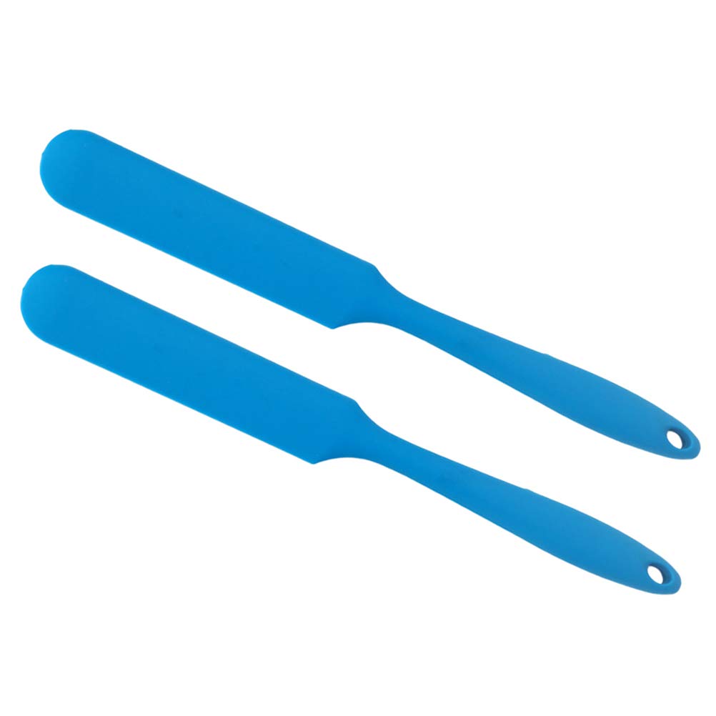 2-Pack Long Handle Silicone Spatula Set - Non-Stick Baking Scraper for Cake Mixing, Dough Kneading & Cream Spreading - Heat Resistant Kitchen Tools (Blue) - Perfect for Home Bakers & Professional Pastry Chefs