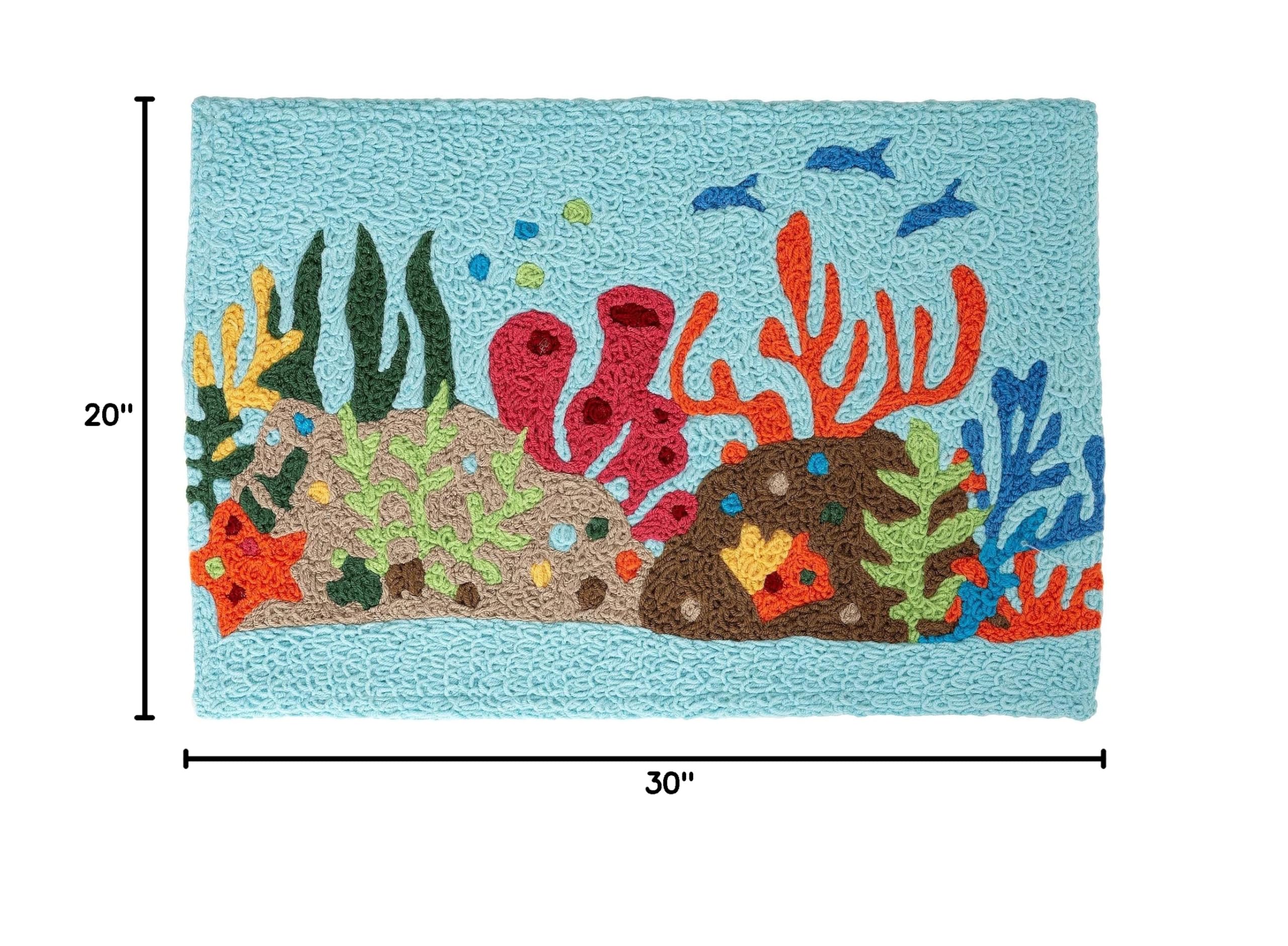 Ocean Life Jellybean Accent Rug with Coral Reef Design - 20