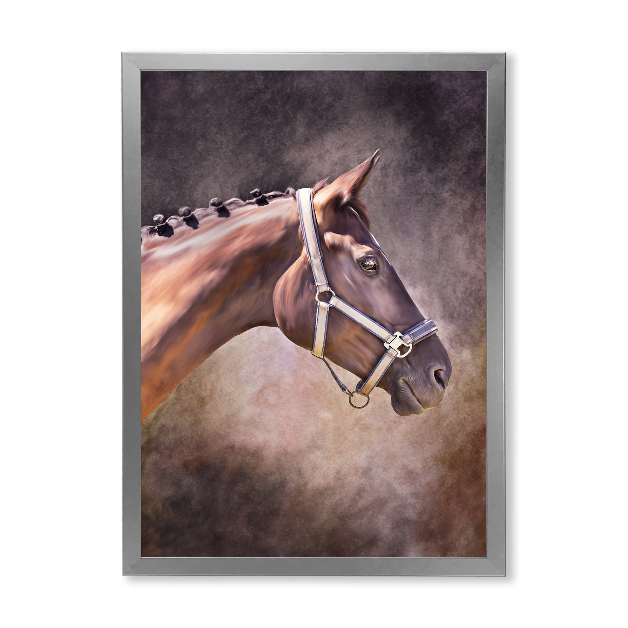 Brown Horse Farmhouse Framed Wall Art - Elegant Equestrian Home Decor for Living Room, Bedroom & Office - Perfect Gift for Horse Lovers