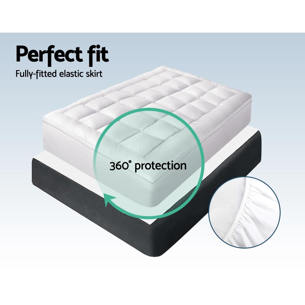 Bamboo Fiber King Mattress Topper - Cooling Pillowtop Protector for Pressure Relief & Back Pain - Perfect for Hot Sleepers & Allergy Sufferers
