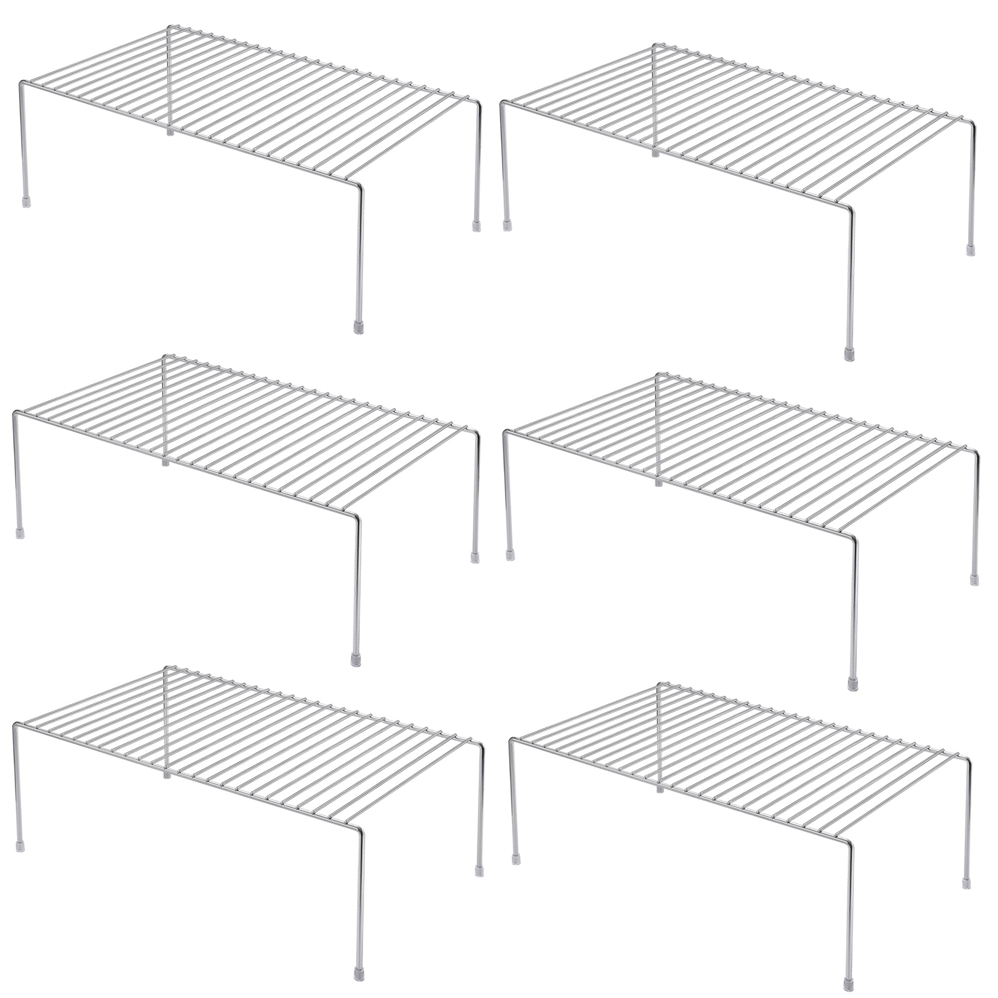 iPEGTOP 6-Pack Medium Kitchen Cabinet Shelf Organizer (13 x 9.4 Inch) - Rustproof Wire Storage Rack for Bathroom, Pantry & Countertop Organization - Space Saving Shelves for Utensils, Spices & Kitchen Supplies - Perfect for Small Apartments & Cluttered Cabinets