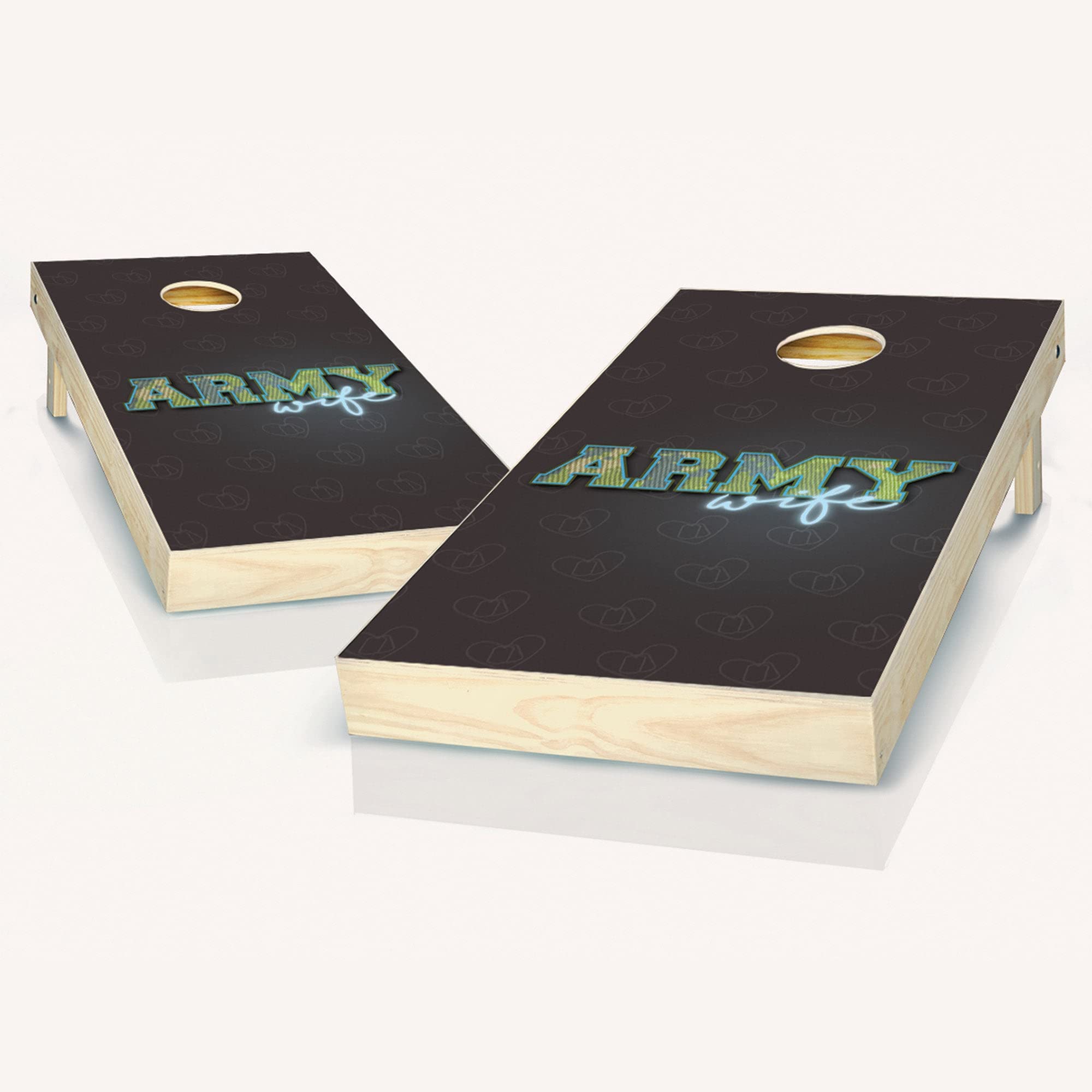 Custom Army Wife Cornhole Boards Set - 2 Boards & 8 Bags - Personalized Outdoor Lawn Game for Military Families, Backyard Parties, and Tailgating Events