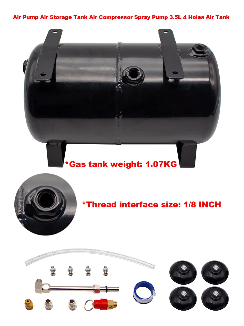 Toplionace AS18B AS186 Air Compressor Spray Gun with 3.5L Air Storage Tank - 4 Hole Airbrush Kit for Painting, DIY Projects & Automotive Touch-Ups - Perfect for Home Workshops, Art Studios & Car Repair