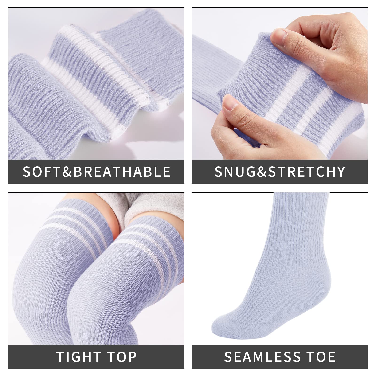 Abodhu Women's Thigh High Socks - Striped Over Knee Stockings for Women | Soft Knit Long Socks for Cosplay, Casual Wear & Winter Outfits | Perfect for Halloween Costumes, Office Attire & Everyday Fashion