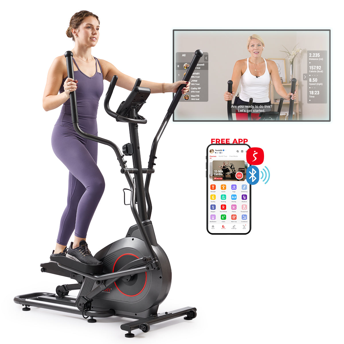 Ultra Silent Smart Elliptical Machine with 16