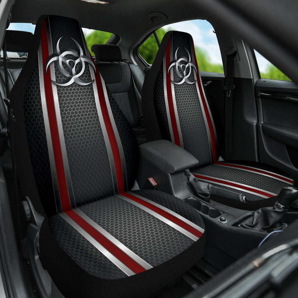Biohazard Red Hole Metal Print Car Seat Covers 212101 - Durable & Stylish Protection for Cars, Trucks & SUVs - Perfect for Gamers, Horror Fans & Car Enthusiasts