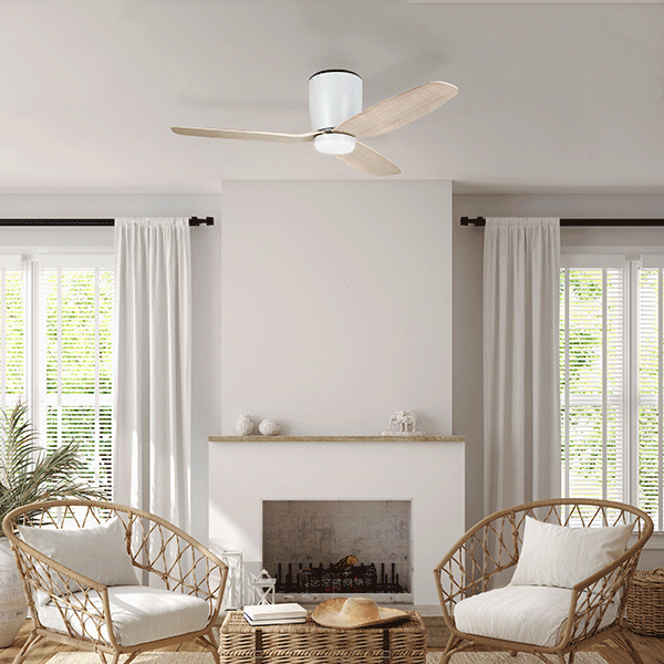Eglo Seacliff 44-inch White Oak Ceiling Fan with 15W LED CCT Light - Energy Efficient DC Motor - Perfect for Living Room, Bedroom & Outdoor Spaces