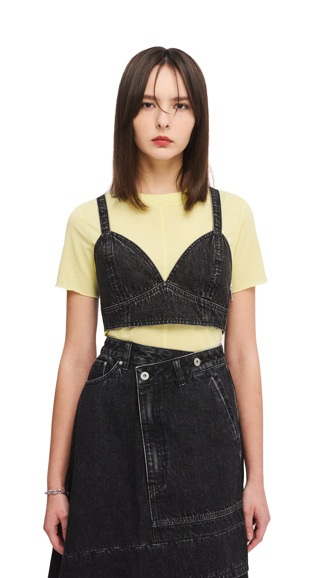 Black Denim Bra Top for Women - Comfortable Stretch Bralette with Adjustable Straps | Perfect for Casual Wear, Layering, and Everyday Outfits