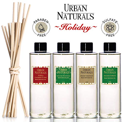 Urban Naturals Autumn Night Reed Diffuser Refill Oil - Woodsy Fall Scent with Cinnamon, Nutmeg, Clove, Apple, Cedar & Sandalwood | 4 oz | Includes Free Reed Sticks | Perfect for Home, Office & Gift Giving