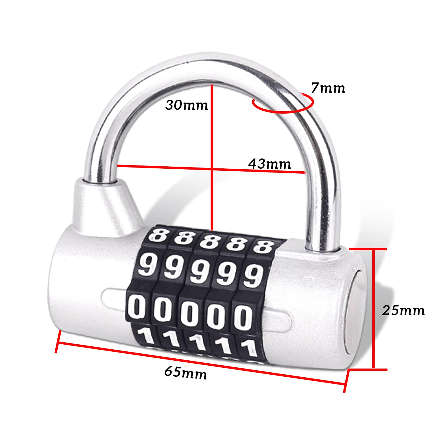 5 Digit Combination Lock - Secure Gym Padlock with Replaceable Code, Heavy Duty for School Lockers, Tool Boxes, Gates & Fences (2 Pack, Silver) - Perfect for Gym, Sports, Travel & Home Security