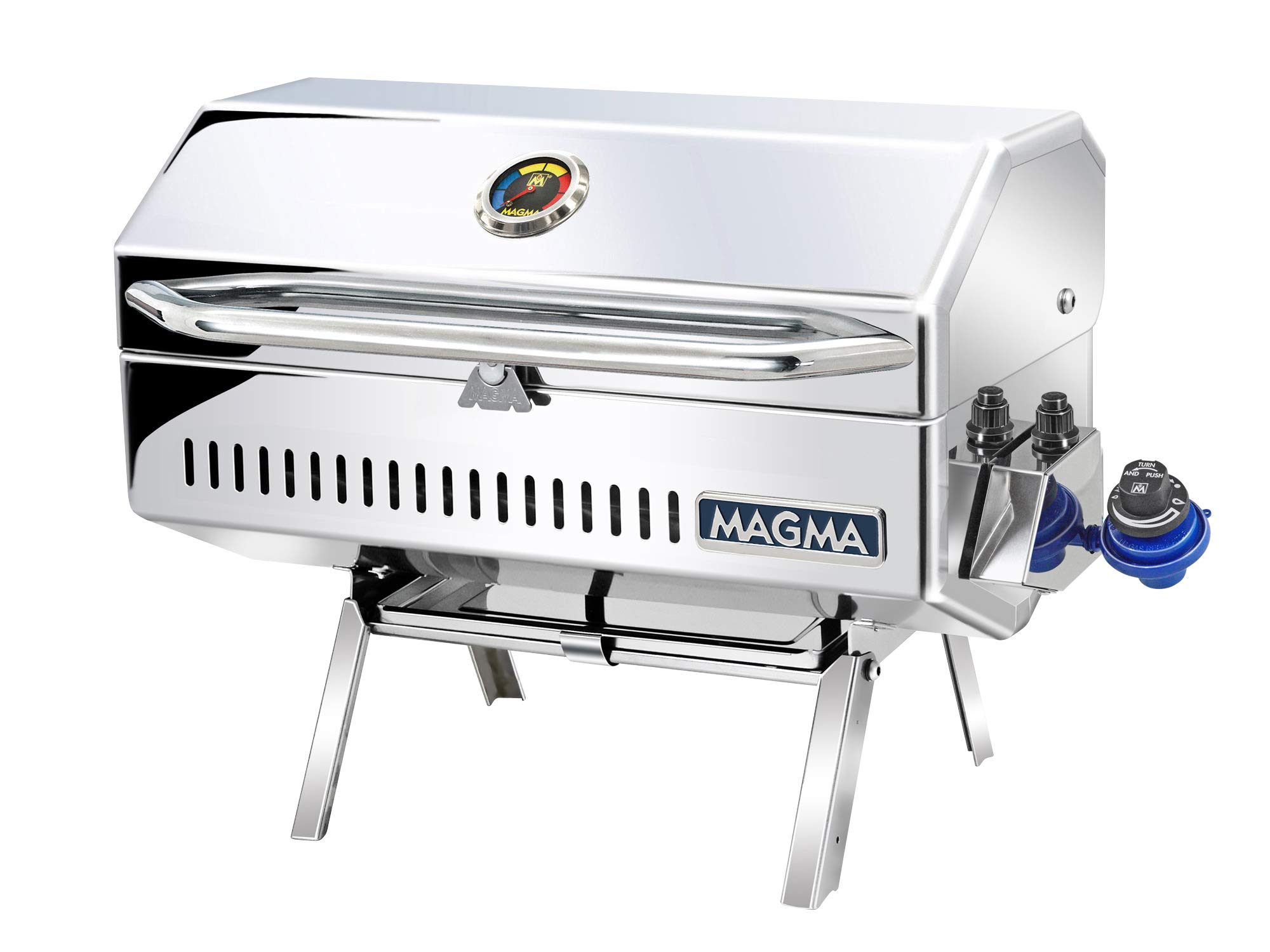 MAGMA Newport II Classic Gourmet Series Gas Grill A10-918-2 with Rectangular Grill Cover A10-990JB - 9x18 Inch Cooking Grate, Jet Black - Perfect for Outdoor Camping, Picnics & Backyard BBQs