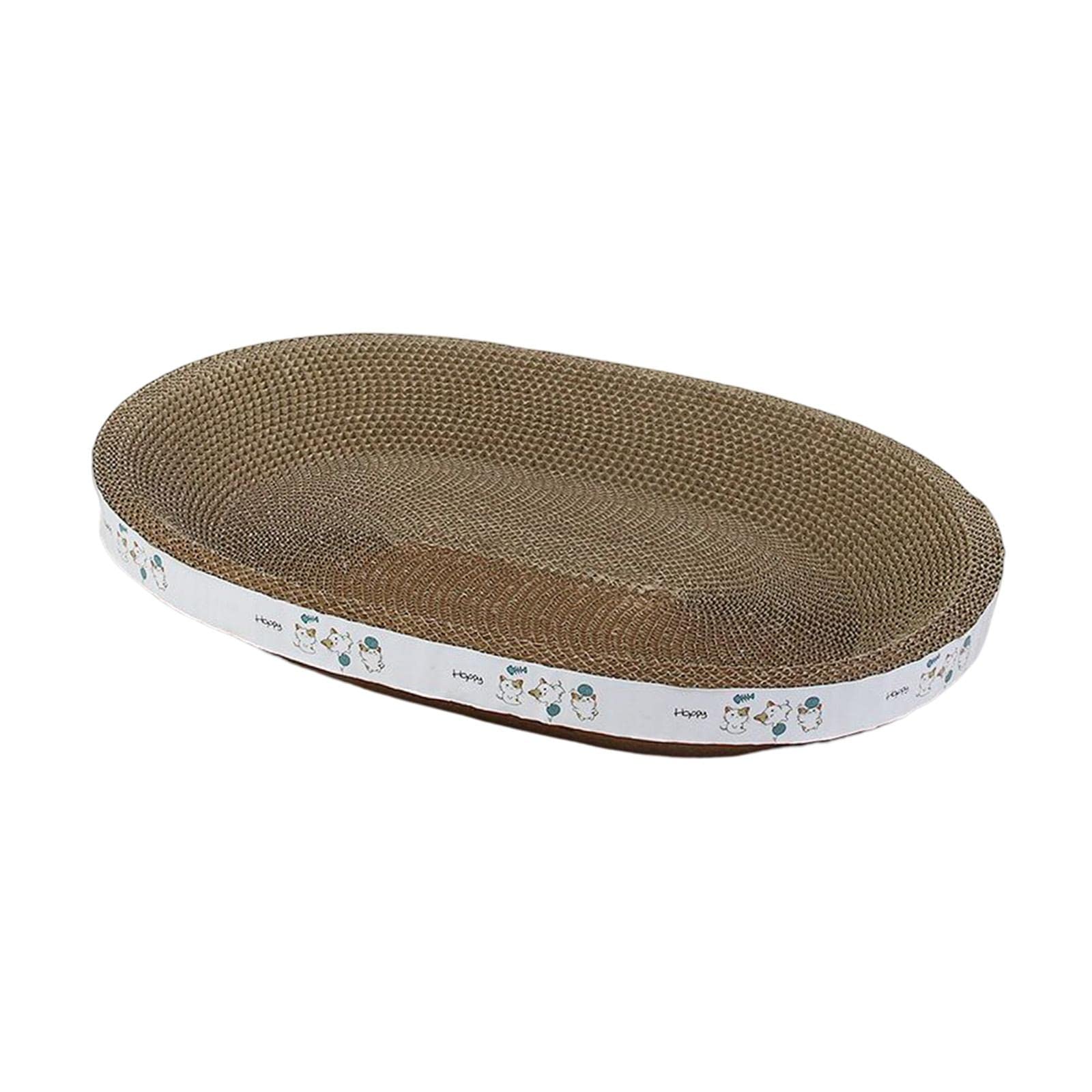 Bothyi Cat Scratcher Cardboard - Oval Scratch Pad & Lounge Bed for Indoor Cats (39cm) - Durable Corrugated Design for Claw Grinding, Play & Relaxation - Perfect for Living Rooms, Bedrooms & Pet Play Areas