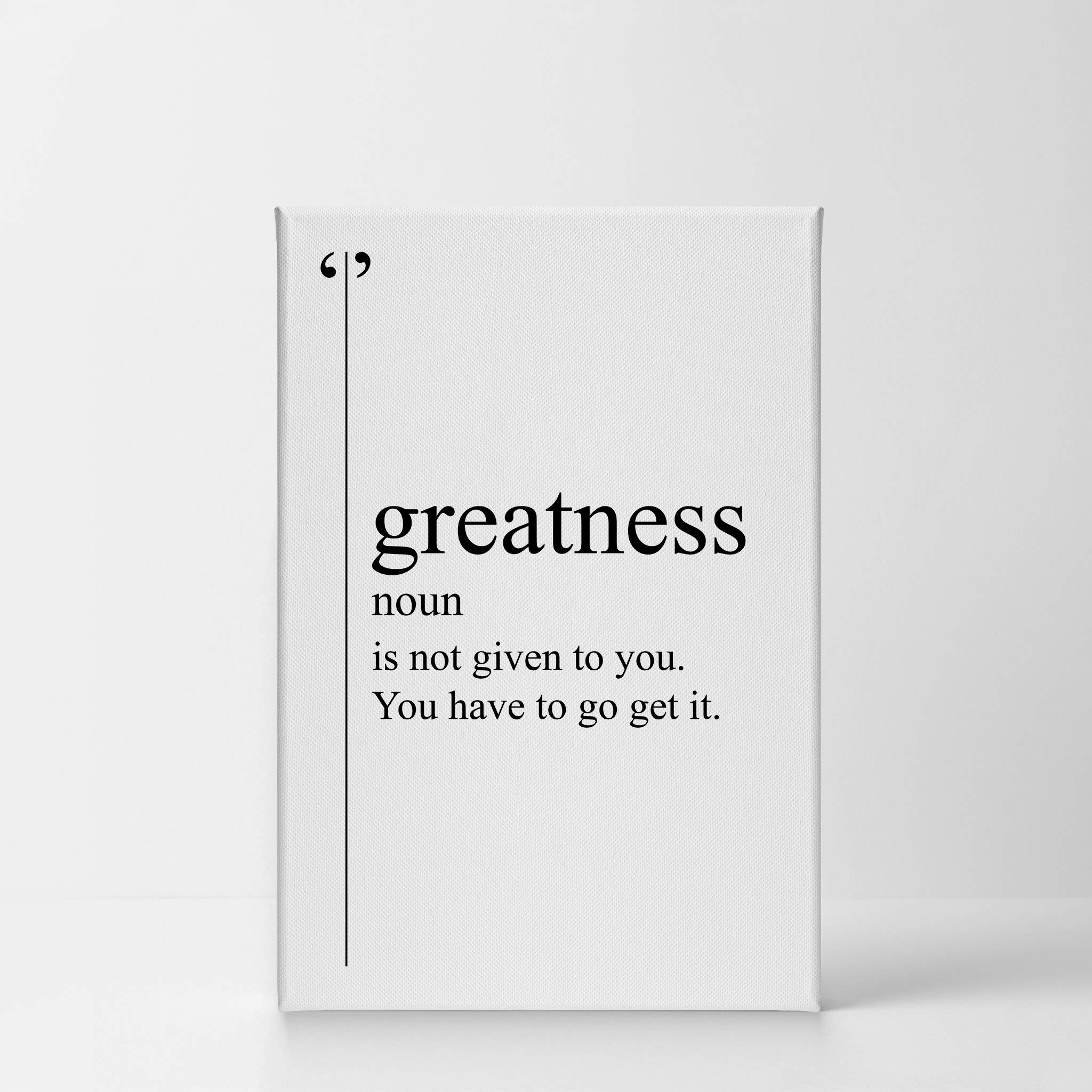 Smile Art Design Greatness Definition Black & White Motivational Canvas Wall Art - Inspirational Entrepreneur Quote Print for Office & Living Room Decor - Ready to Hang 40x30 Inches - Perfect Gift for Graduation, Housewarming & Work Space Motivation