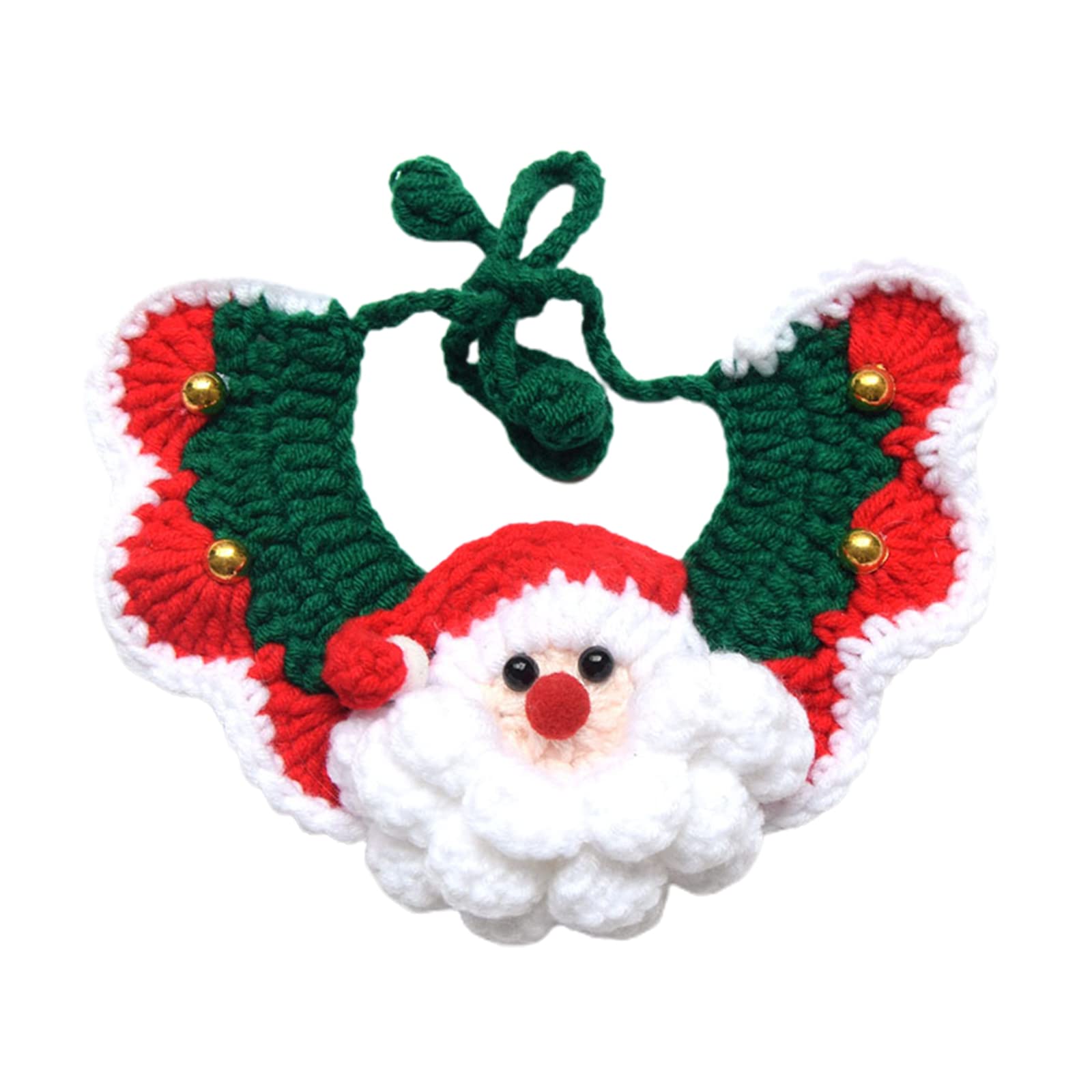 Handmade Knit Cat and Dog Collar - Cute Wool Pet Bibs for Small Pets (15-20cm) | Christmas Gift for Cat Lovers | Santa Claus Design | Perfect for Holiday Photos, Pet Parties & Cozy Winter Outfits